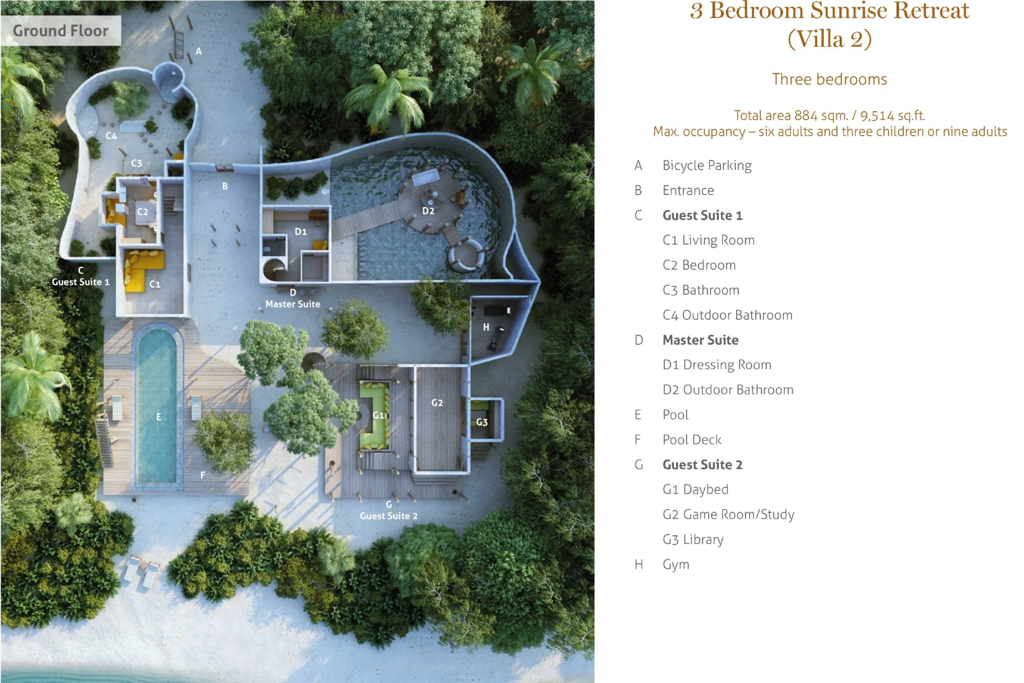 3 Bedroom Sunrise Retreat with Pool (Villa 02)