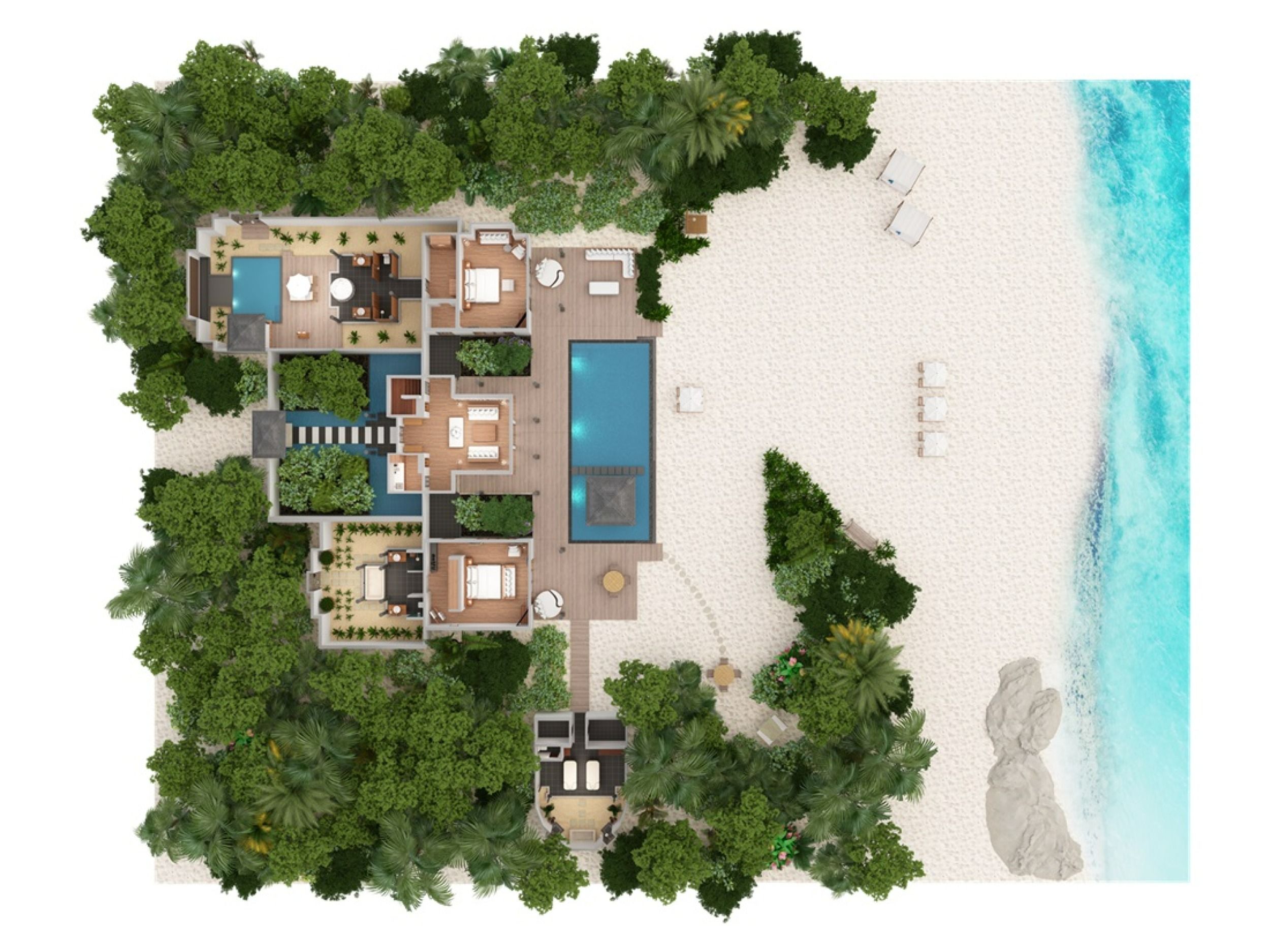 2 Bedroom Beach Residence with Family Pool & Private Pool - Floor Map - JA Manafaru Maldives