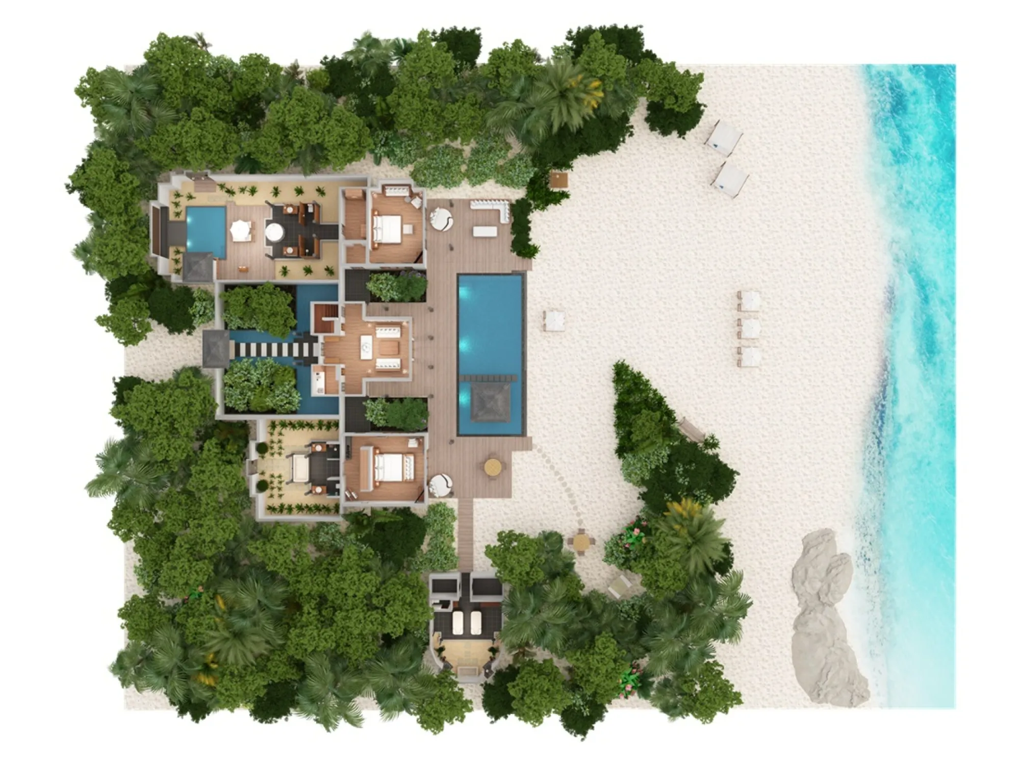 2 Bedroom Beach Residence with Family Pool & Private Pool - Floor Map - JA Manafaru Maldives