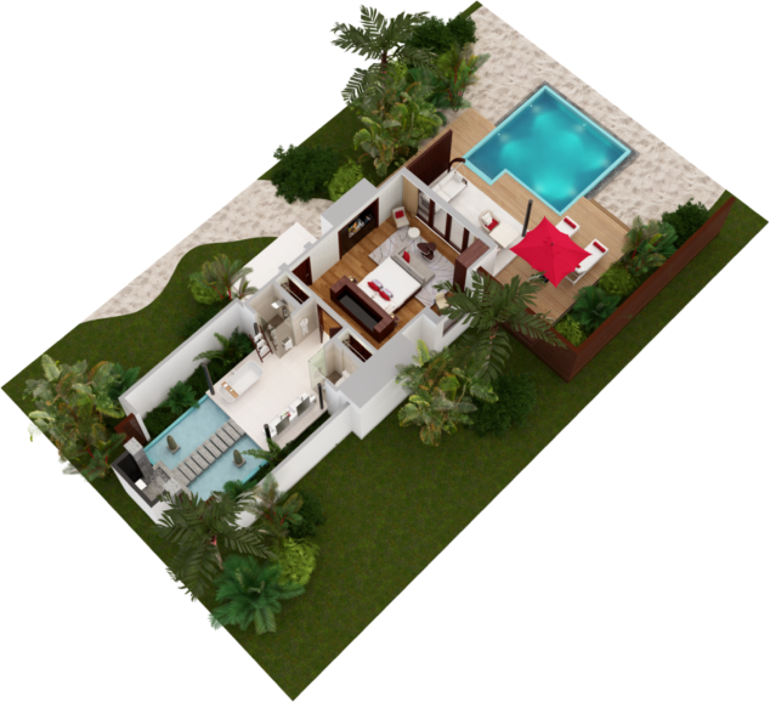 Deluxe Beach Pool Villa Floorplan Niyama Maldives 