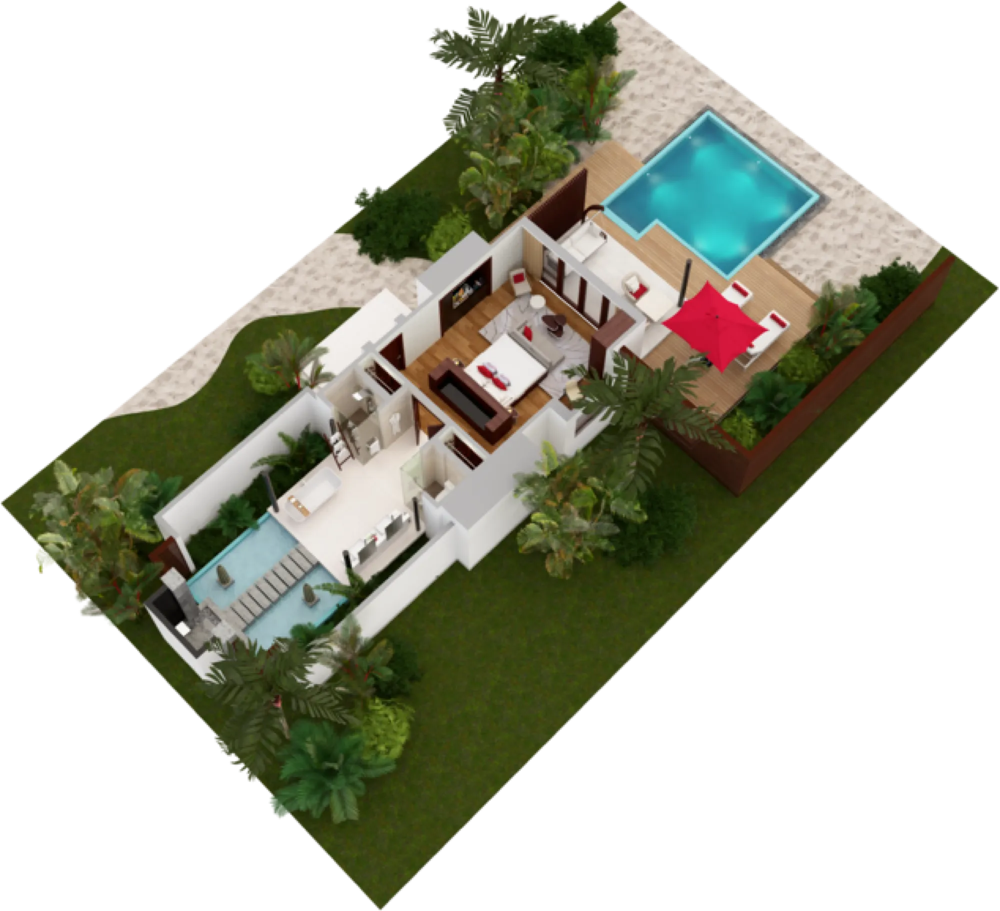 Deluxe Beach Pool Villa Floorplan Niyama Maldives 
