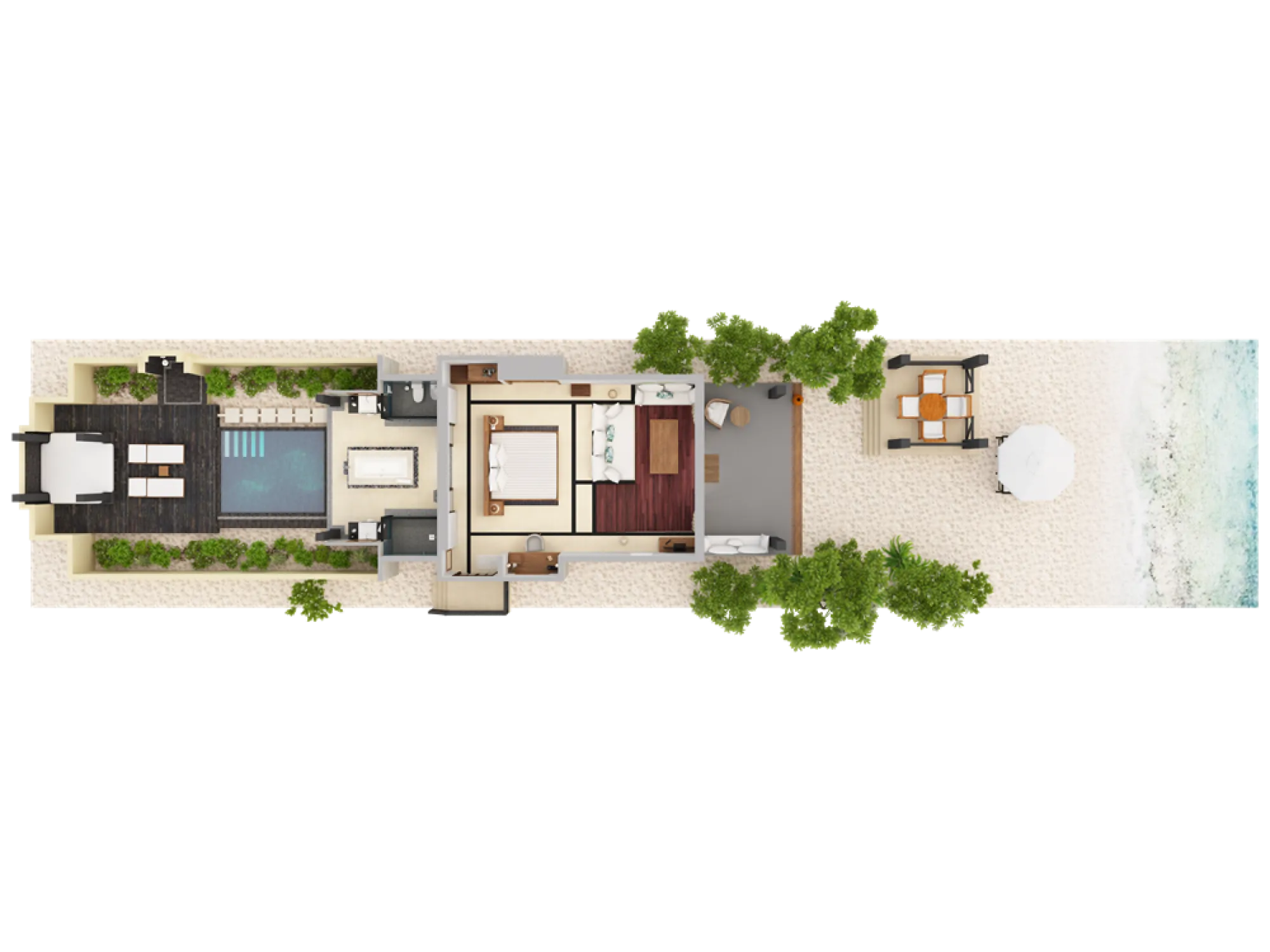 Beach Villa with Private Pool - Floor Map - JA Manafaru Maldives