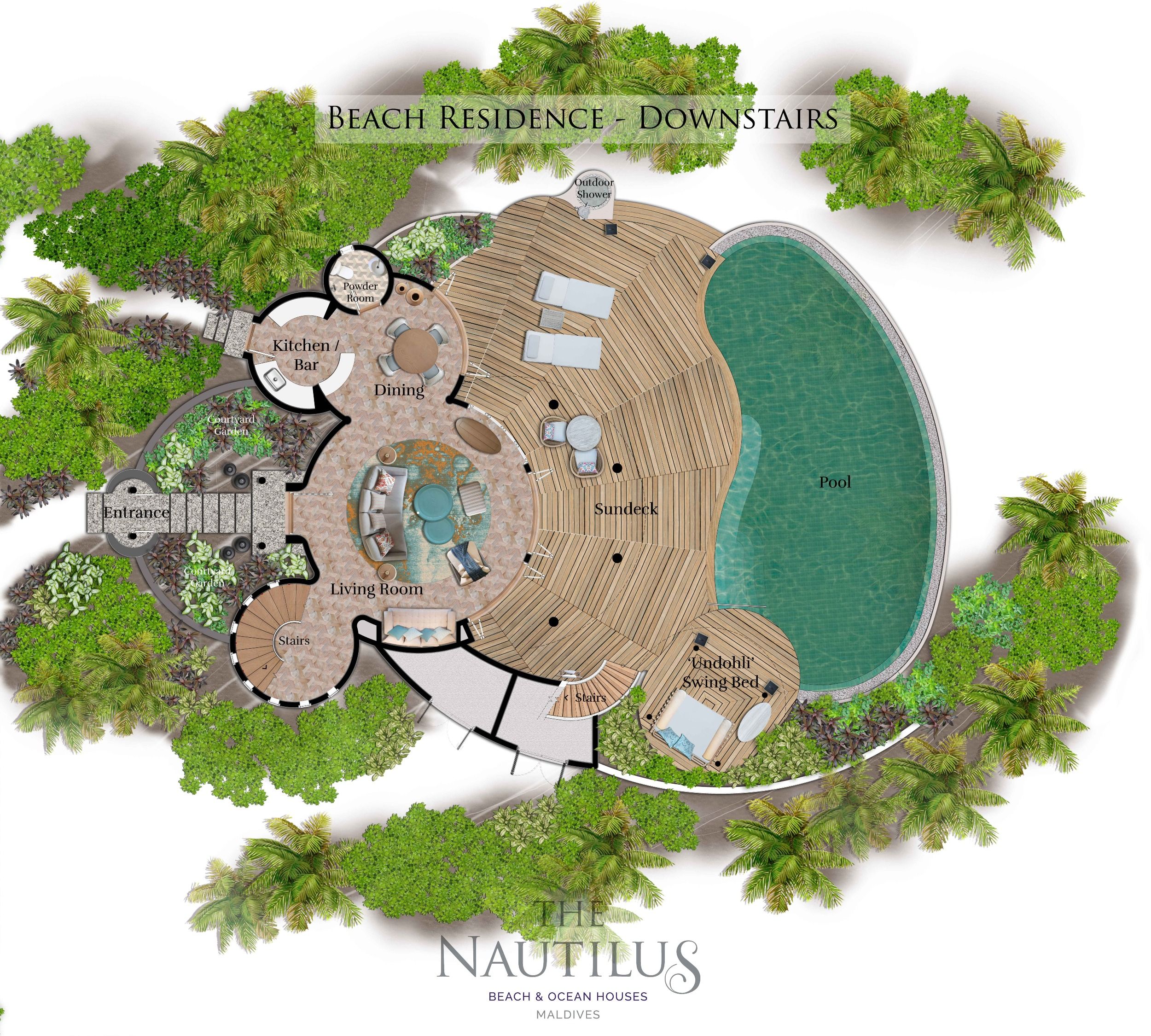 Beach Residence Downstairs Floorplan The Nautilus Maldives  