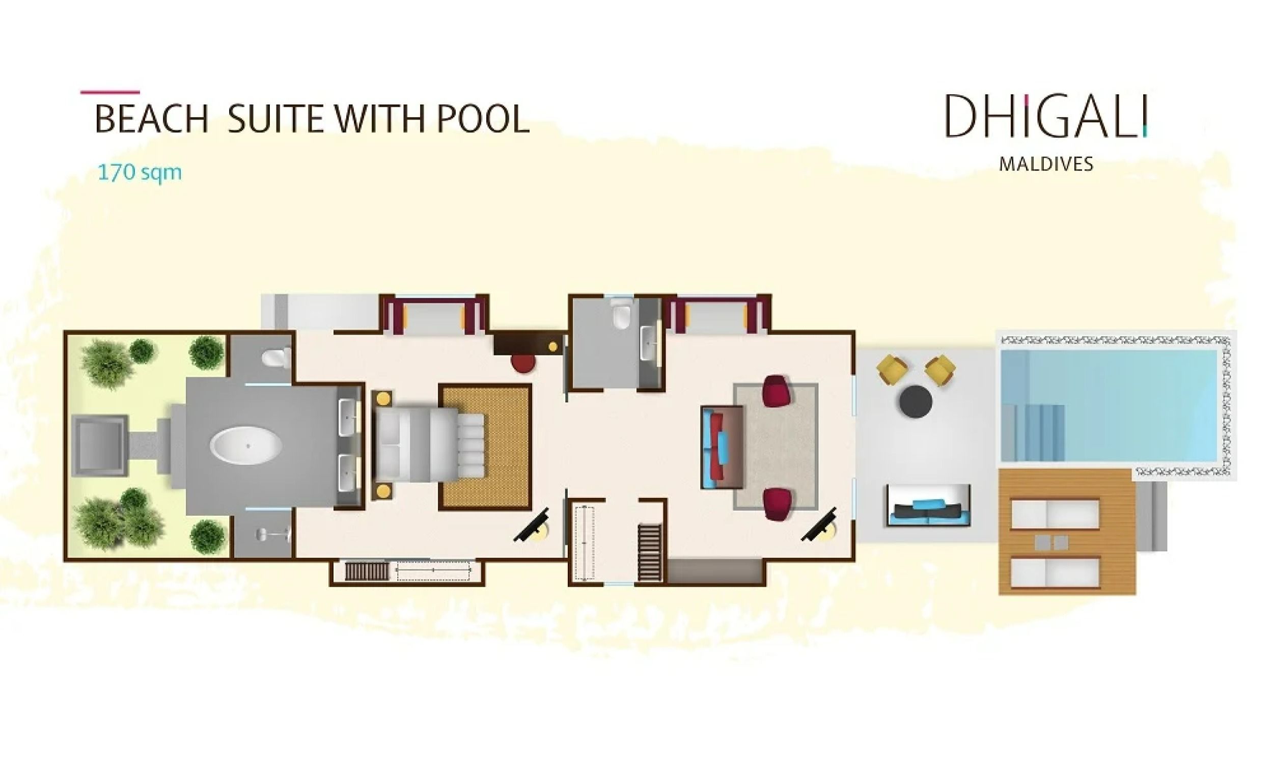 Beach Suite with Pool - Floor Plan - Dhigali Maldives