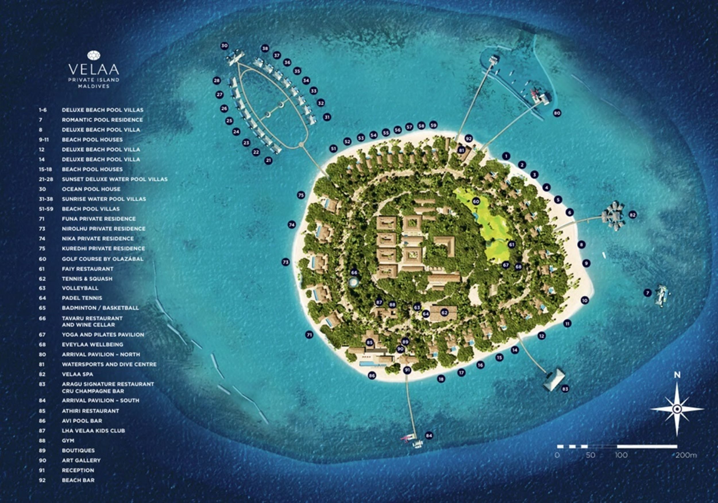 Velaa Private Island Maldives - Resort Map