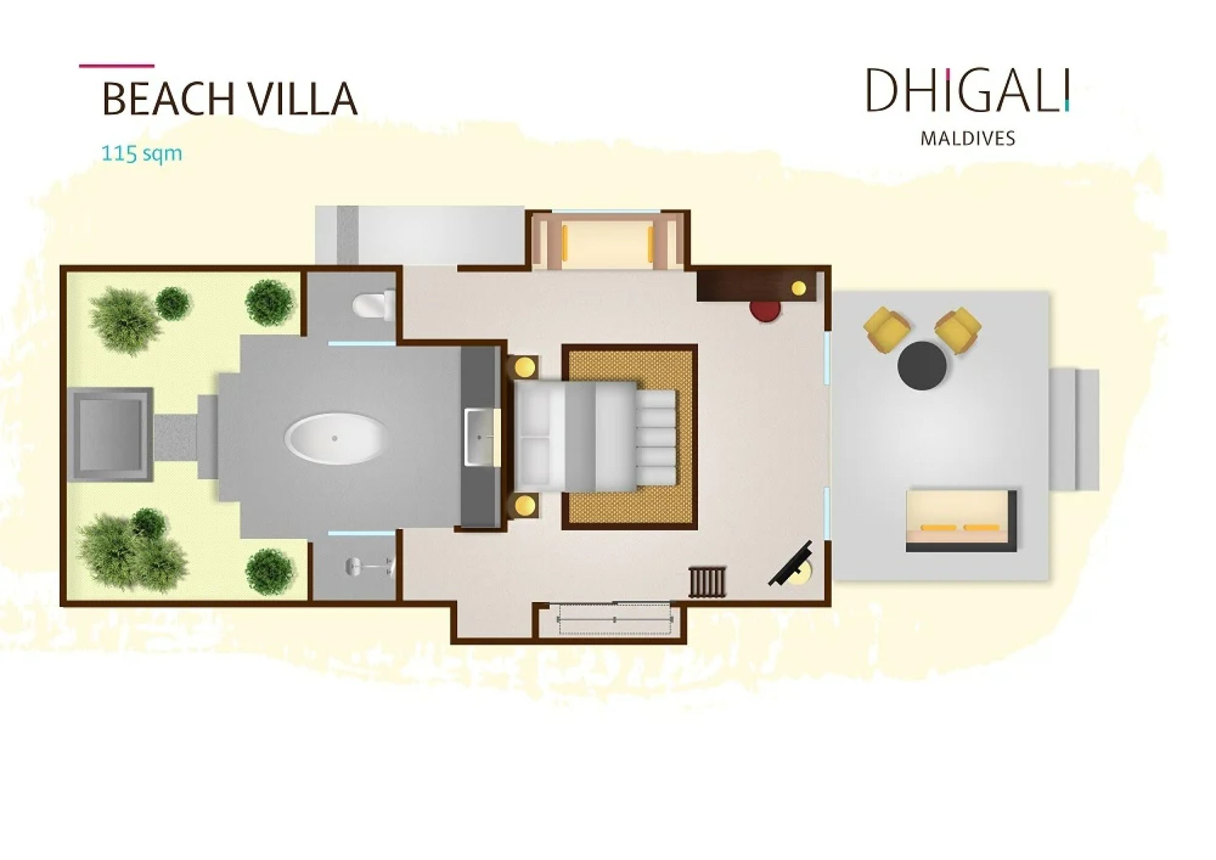 Beach Villa - Floor plan - Dhigali Maldives