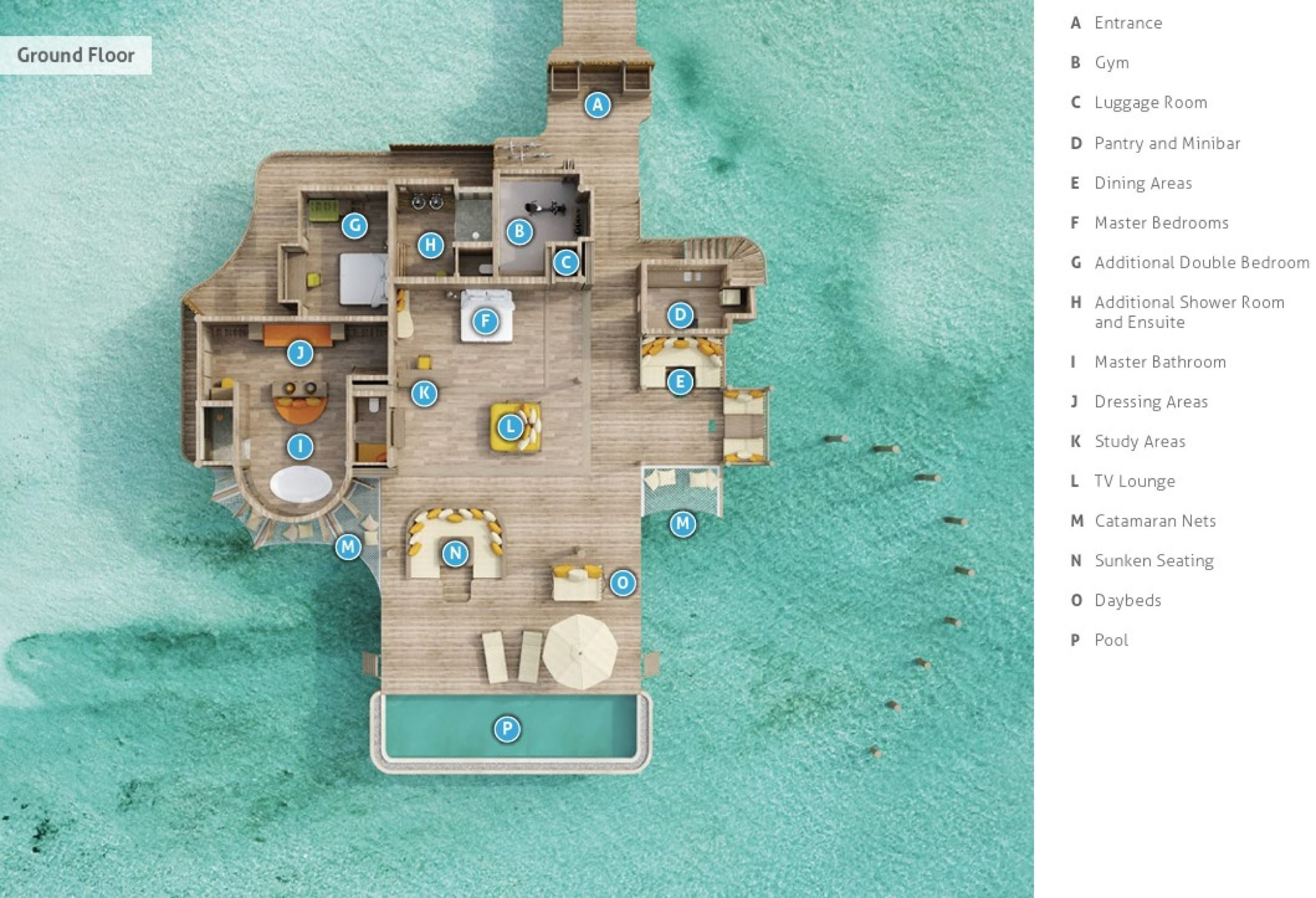 Overwater Hideaway - Ground Floor Floor plan - Soneva Secret