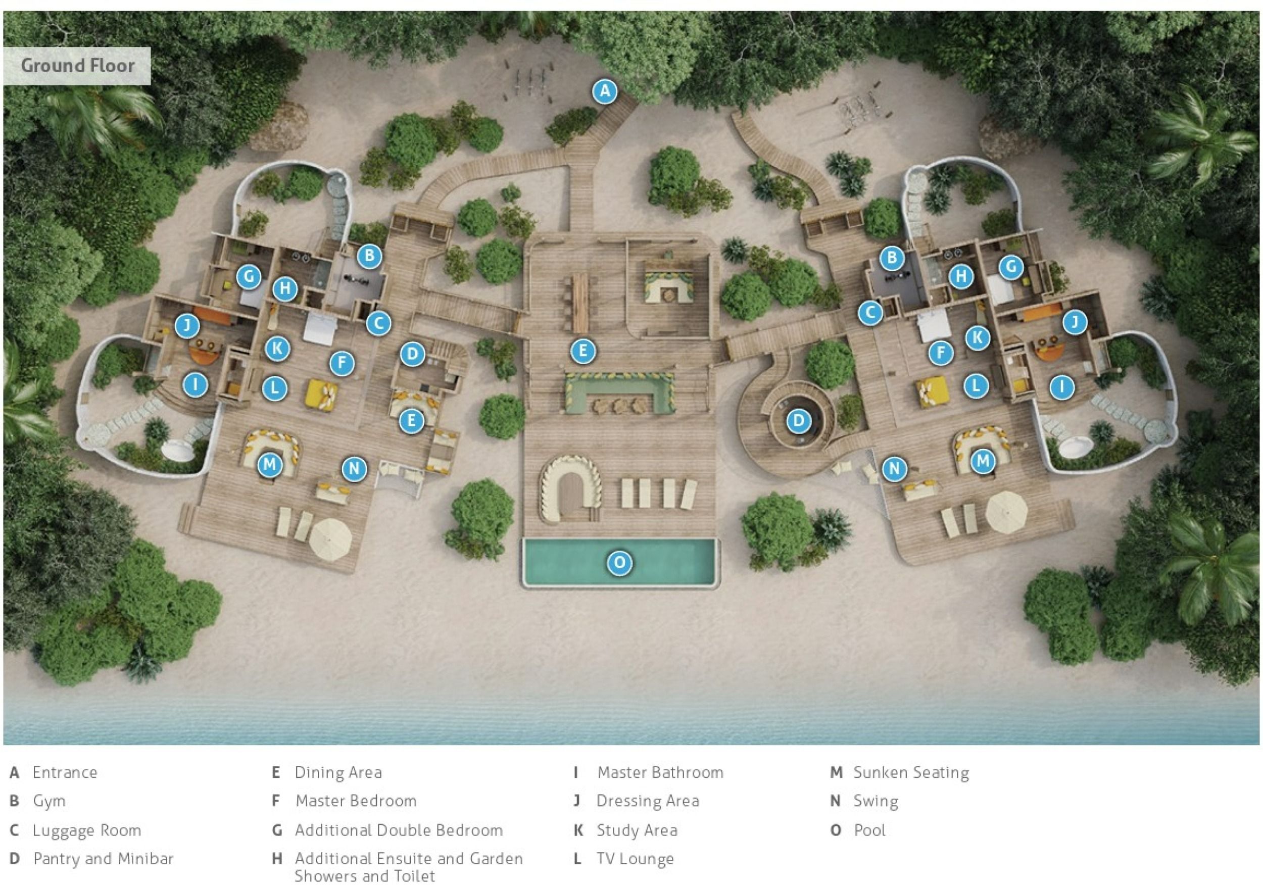 Beach Reserve - Ground Floor Map - Soneva Secret