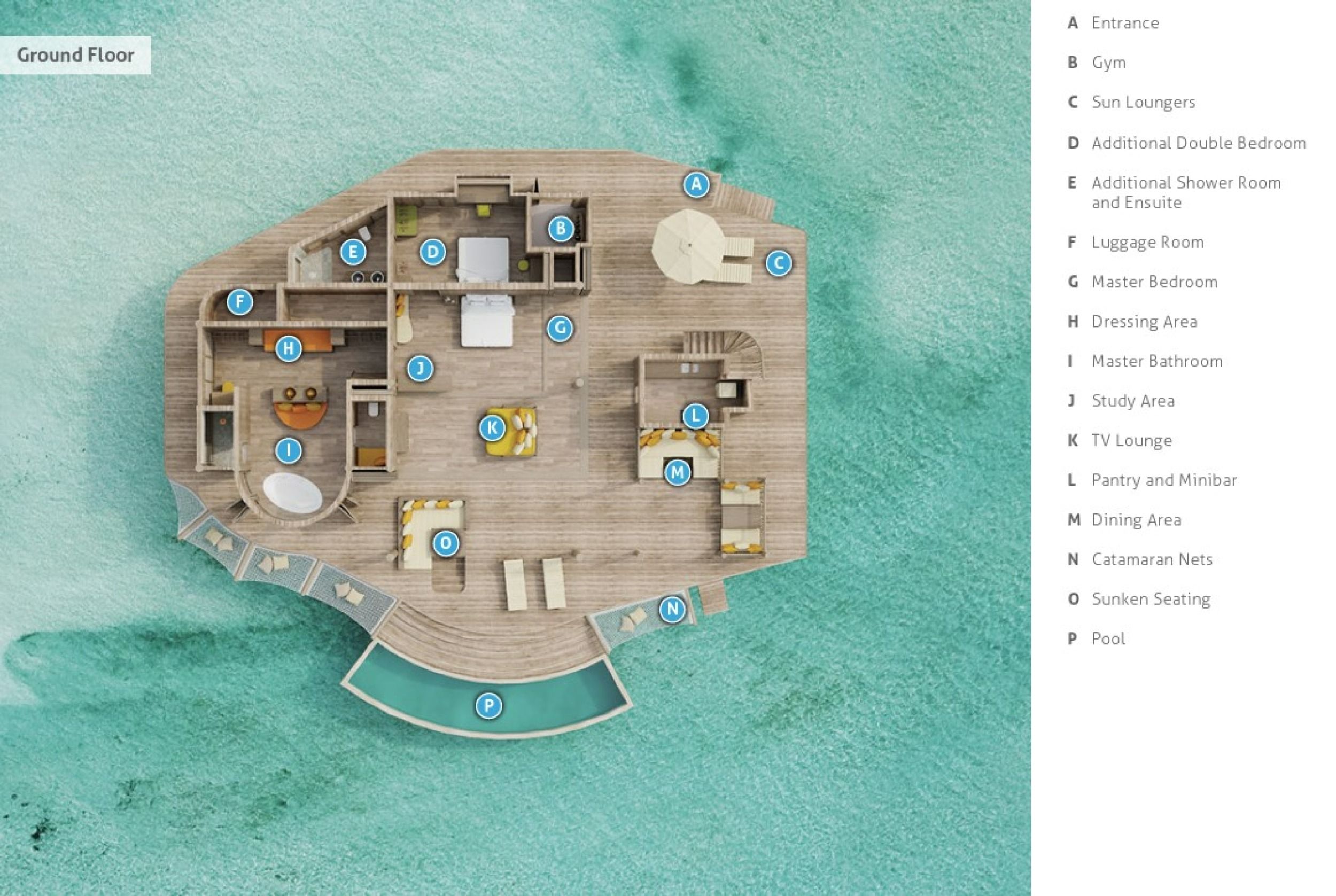 Castaway Villa - Ground floor map - Soneva Secret