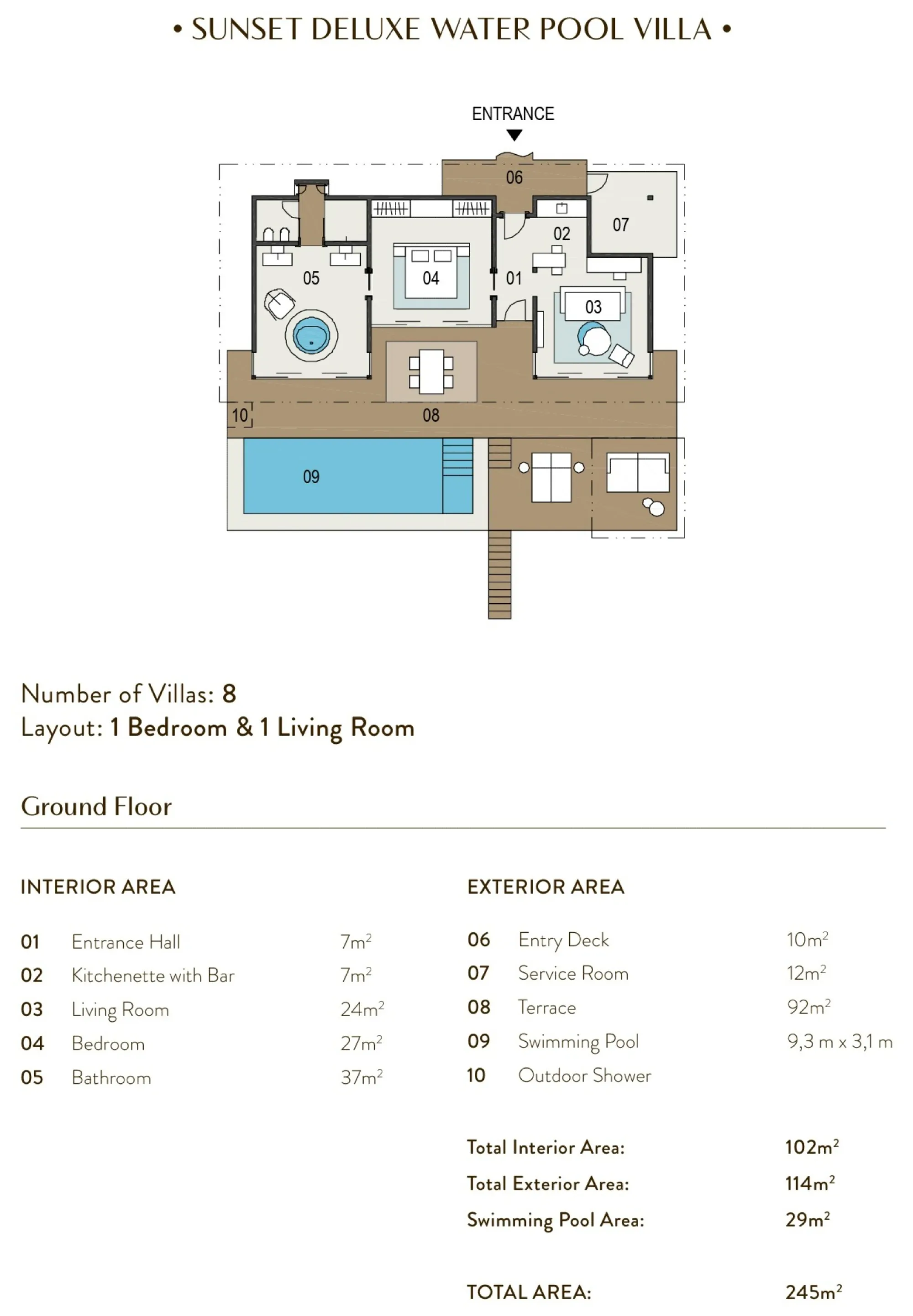Sunset Deluxe Water Pool Villa - Floor Plan - Velaa Private Island Maldives