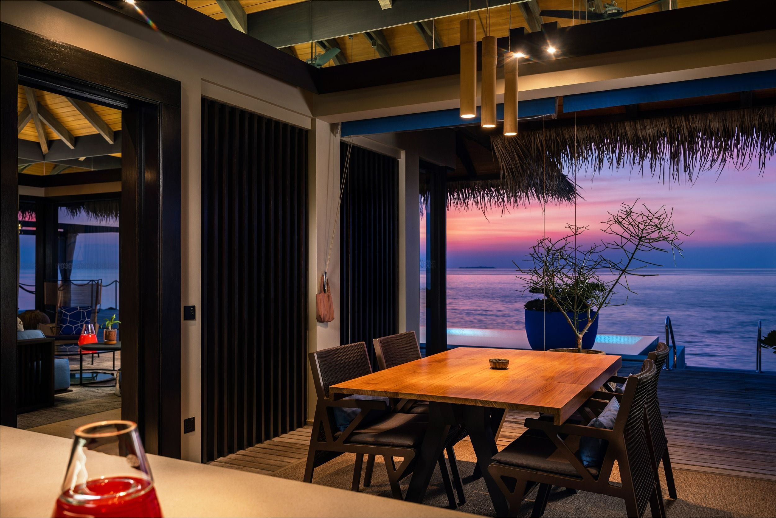 Ocean Pool House - dinning table - Velaa Private Island Maldives