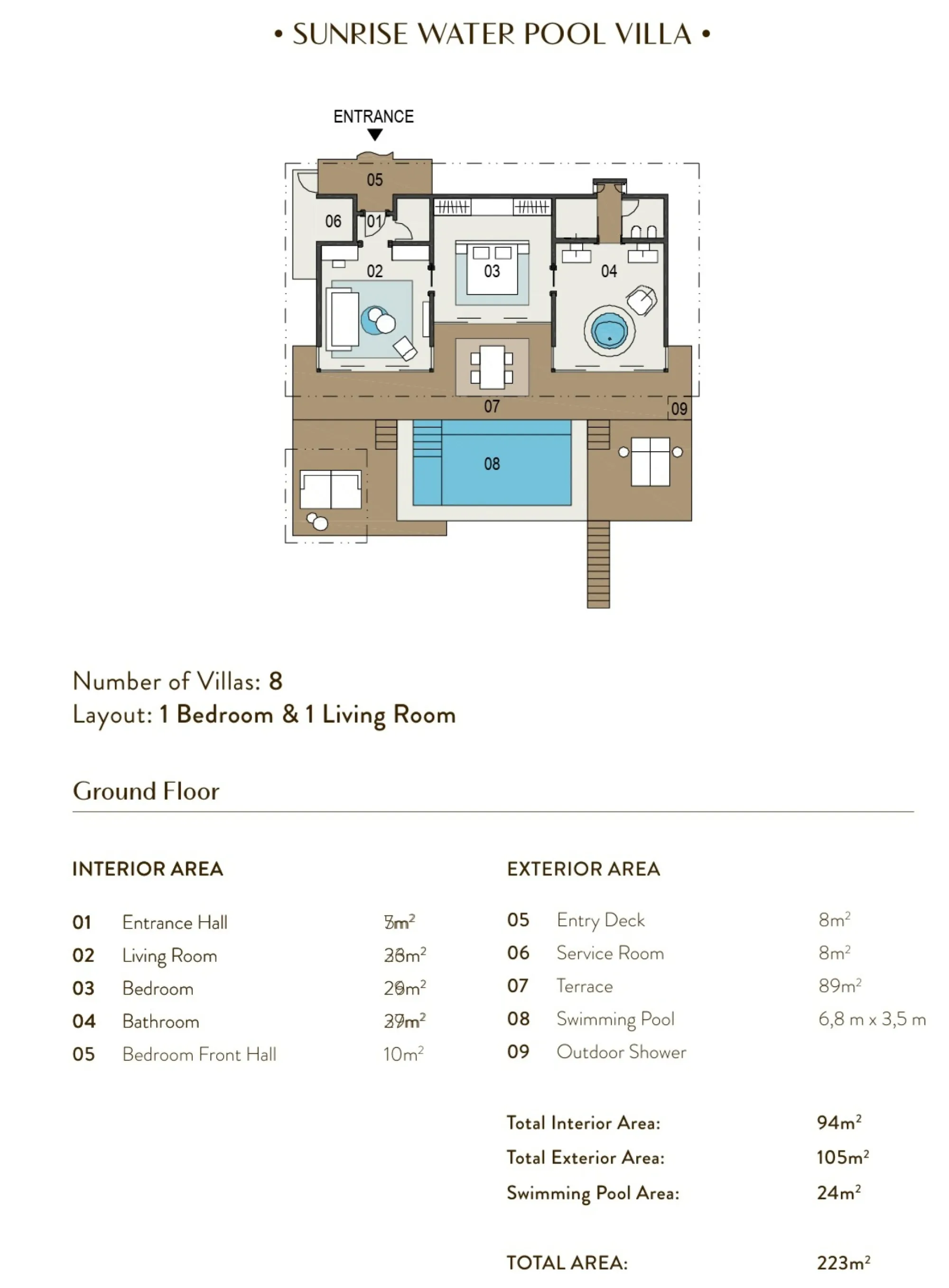 Sunrise Water Pool Villa - Floor plan - Velaa Private Island Maldives