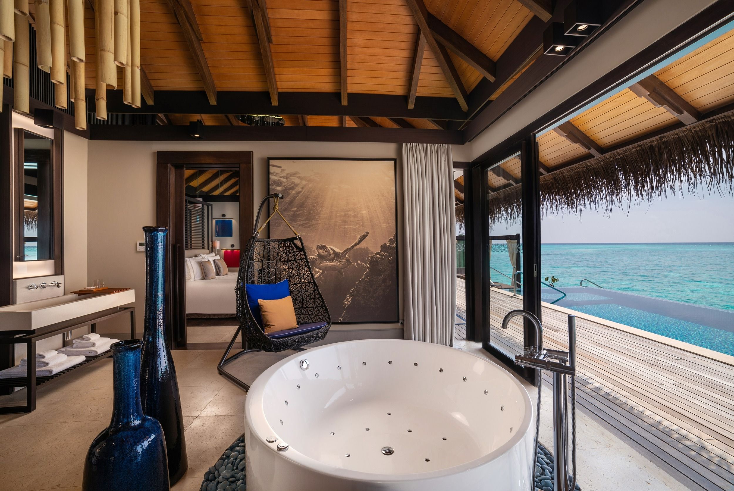 Sunset Deluxe Water Pool Villa - bathroom - Velaa Private Island Maldives