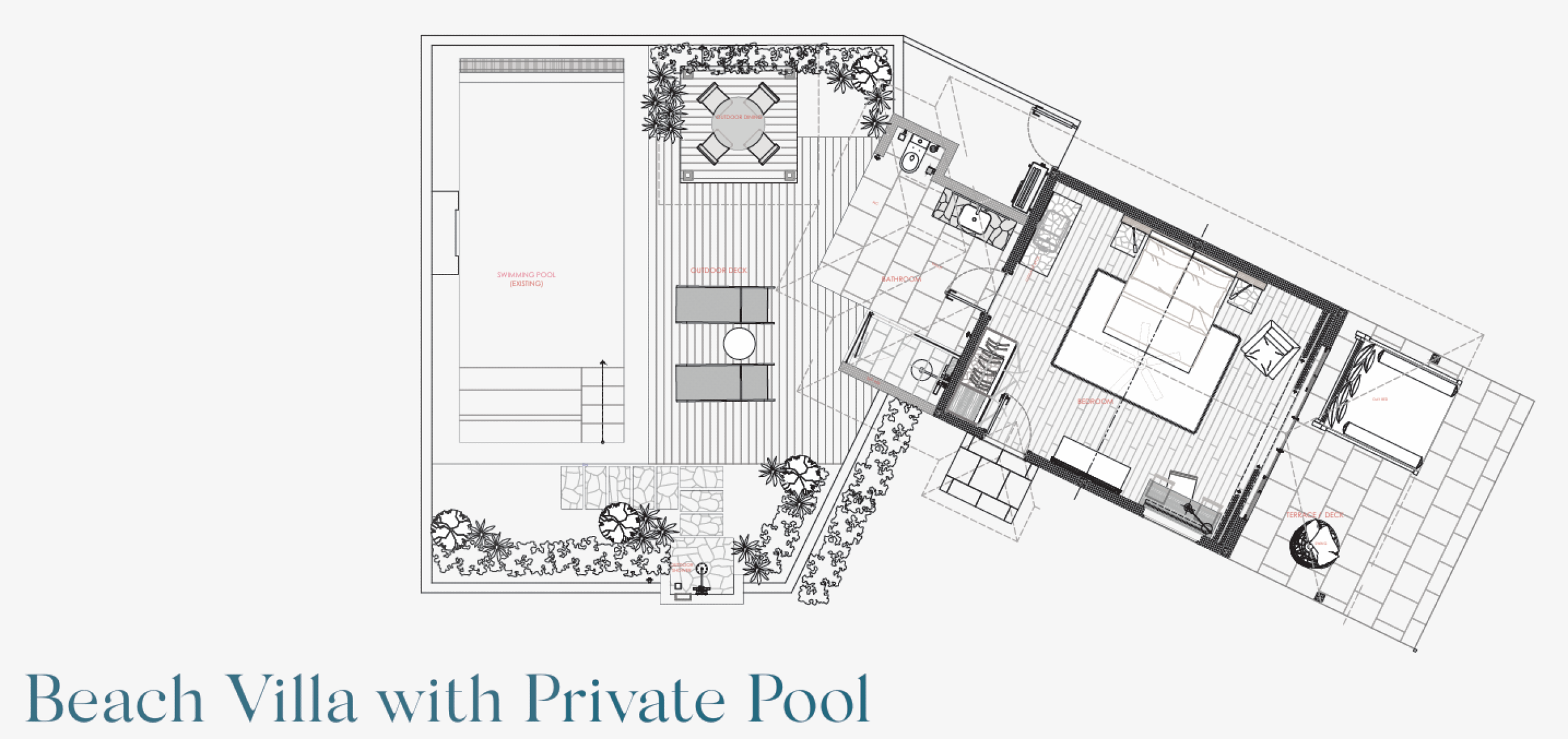 Beach Villa with Pool - Floor Plan - Nova Maldives