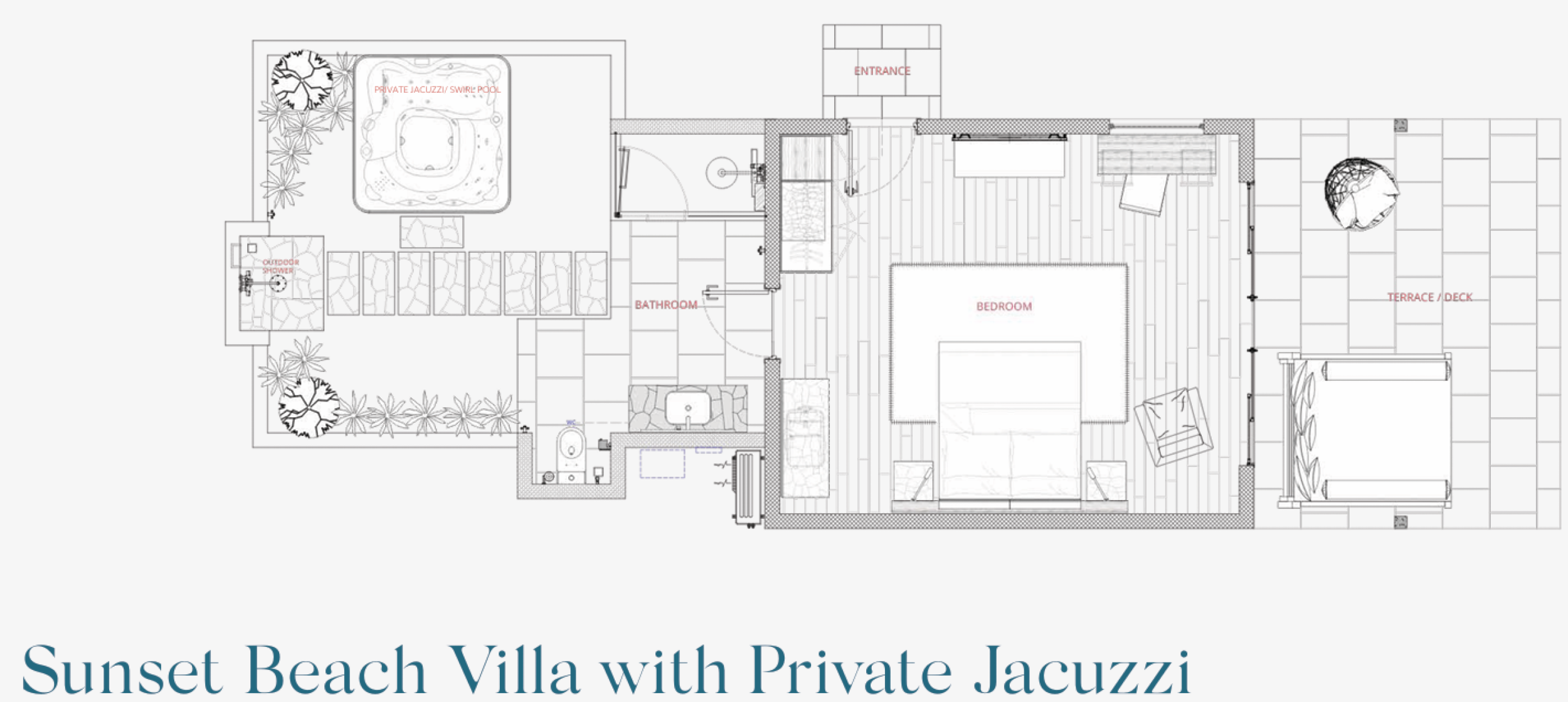 Sunset Beach Villa with Jacuzzi - Floor Plan - Nova Maldives