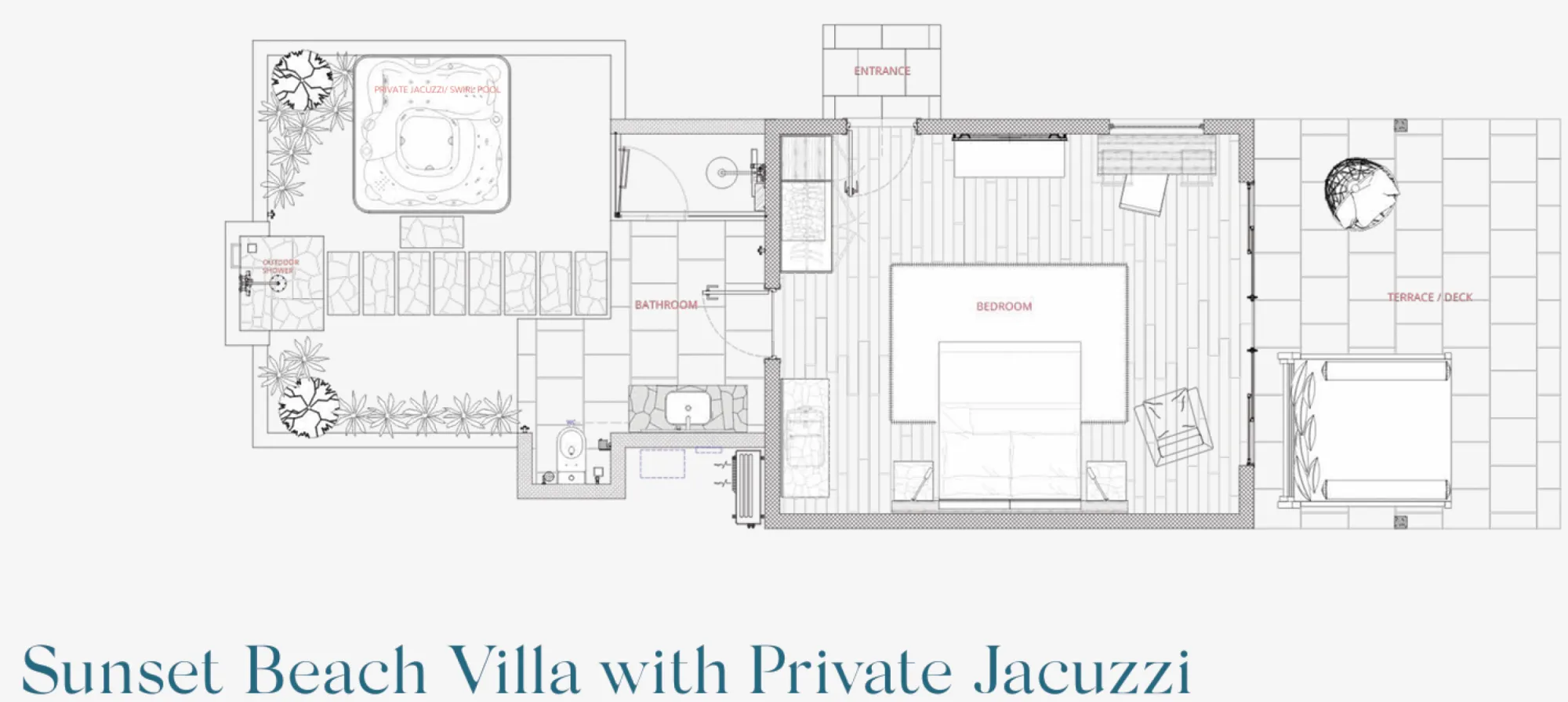 Sunset Beach Villa with Jacuzzi - Floor Plan - Nova Maldives