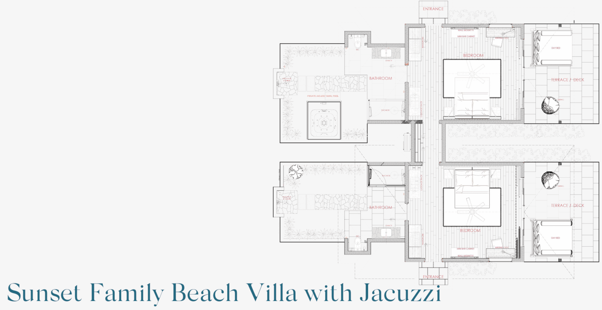 Sunset Family Beach Villa with Jacuzzi - Floor plan - Nova Maldives