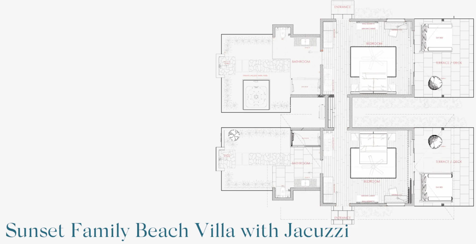 Sunset Family Beach Villa with Jacuzzi - Floor plan - Nova Maldives