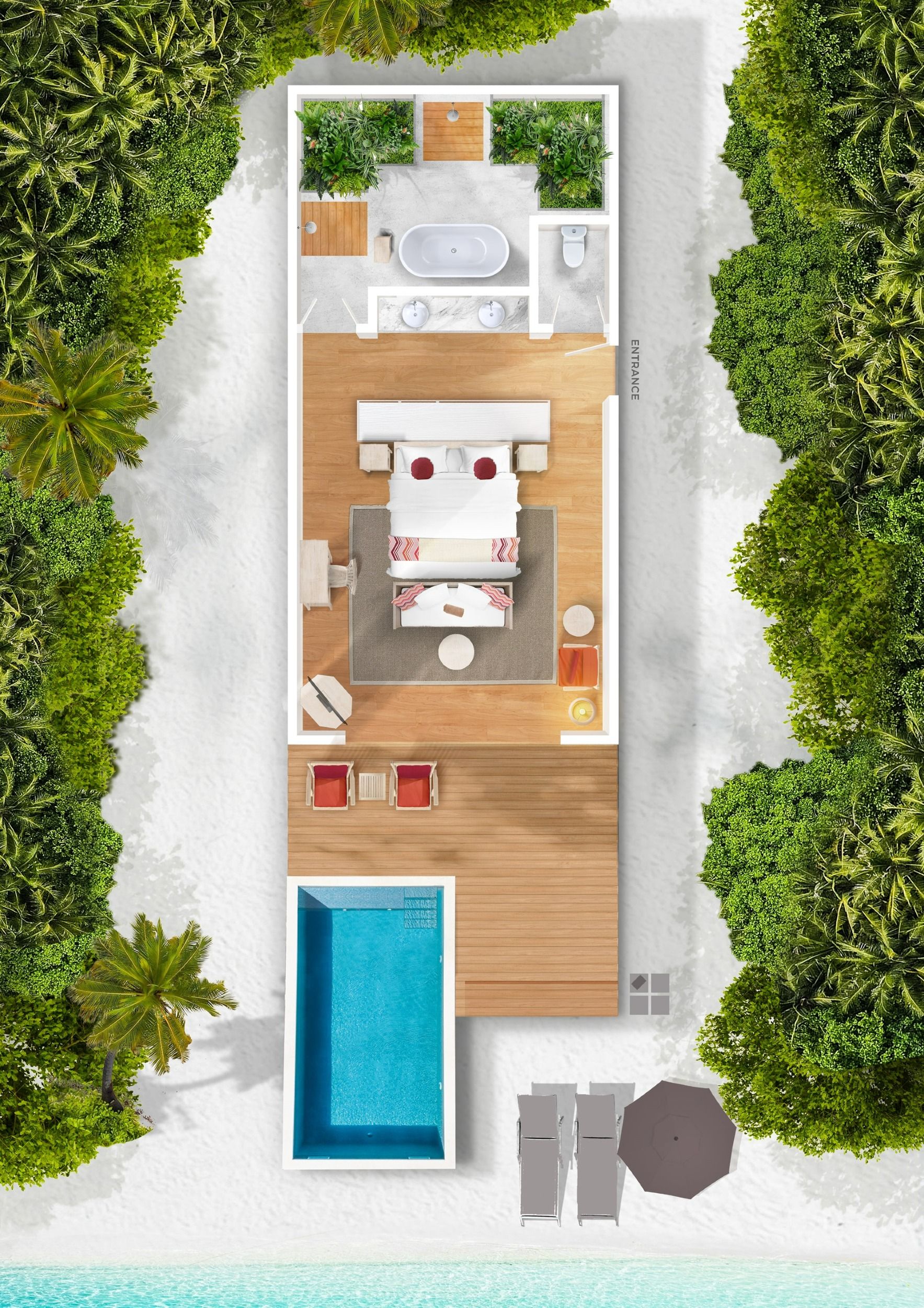 Beach Pool Villa - Floor Plan - Cora Cora Resort Maldives