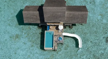 Two Bedroom Lagoon Pool Villa with Slide - Aerial view - Cora Cora Resort Maldives