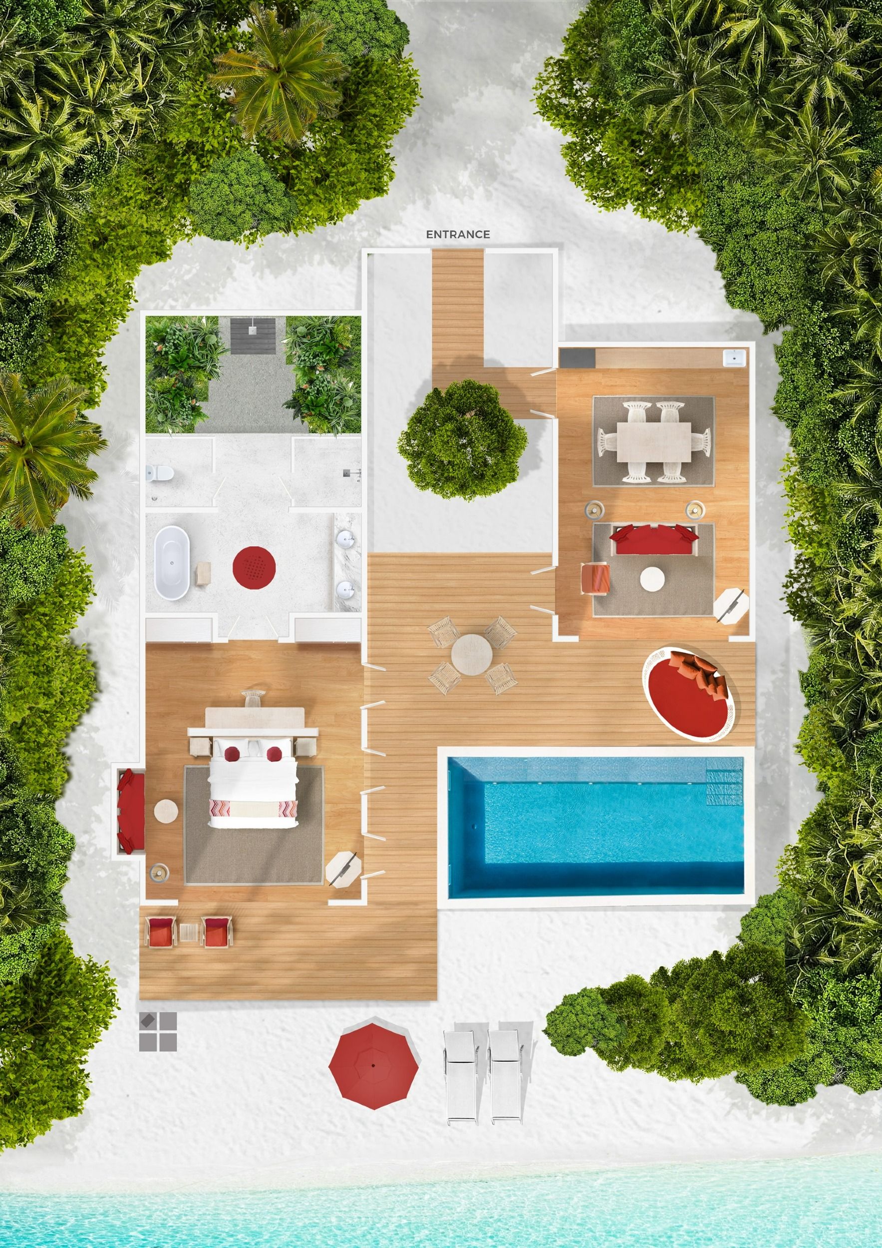 Beach Pool Suite - Floor Plan - Cora Cora Resort Maldives
