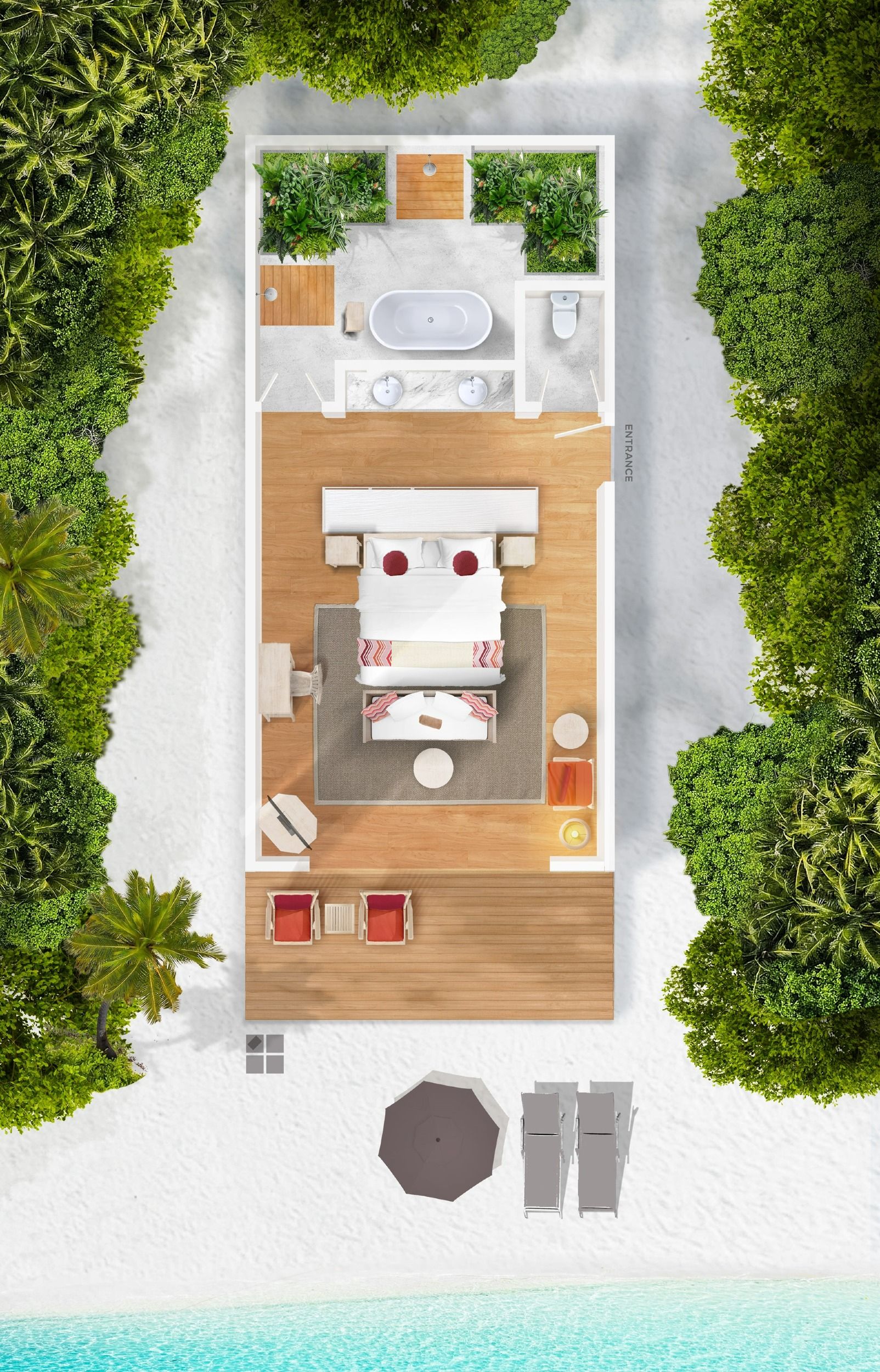 Beach Villa - Floor Plan - Cora Cora Resort Maldives