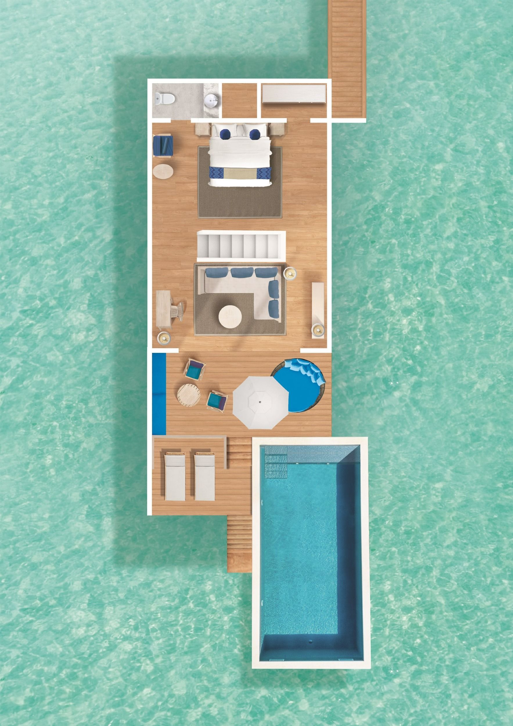 Duplex Lagoon Pool Villa - 1st Floor Plan - Cora Cora Resort Maldives