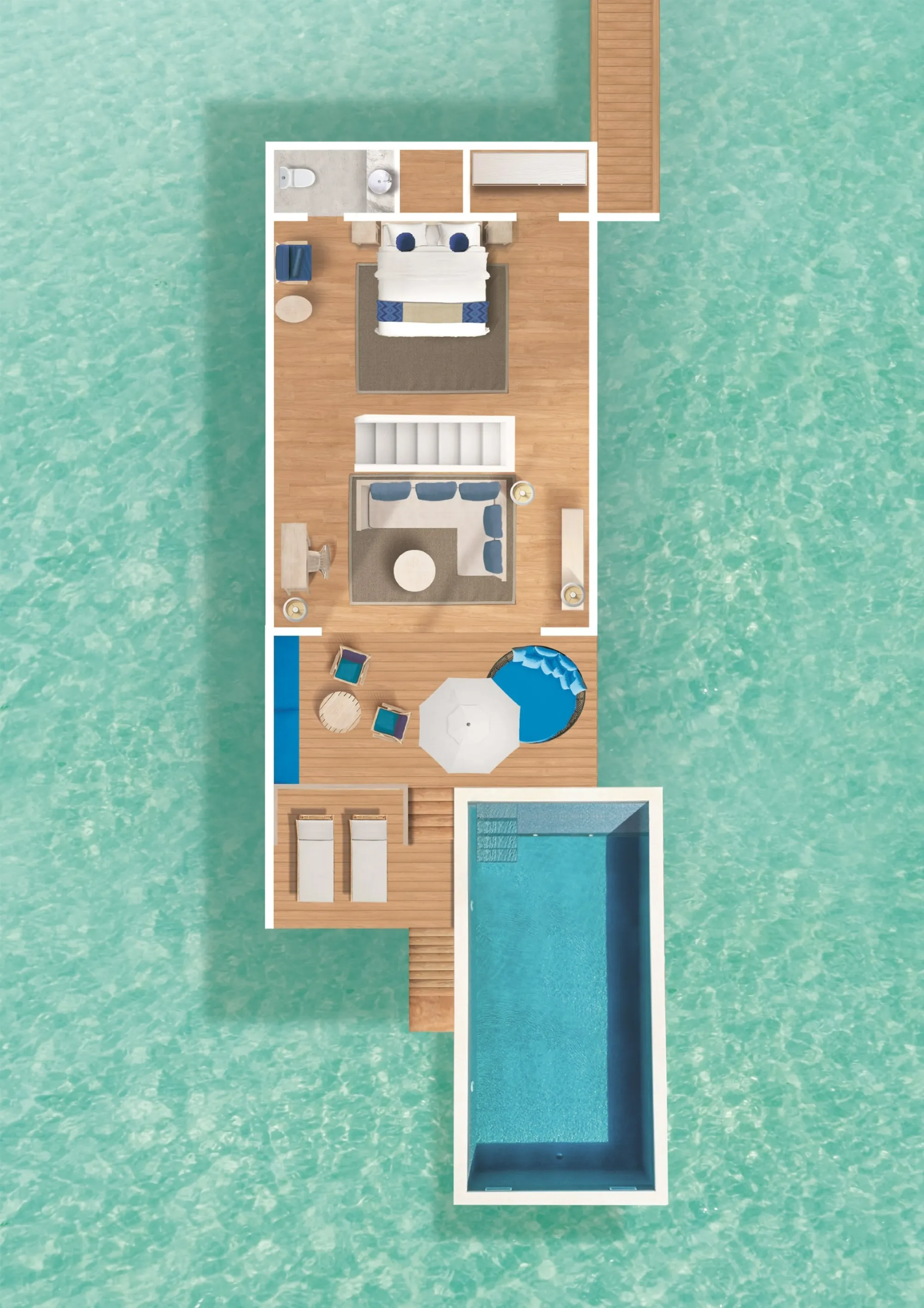 Duplex Lagoon Pool Villa - 1st Floor Plan - Cora Cora Resort Maldives