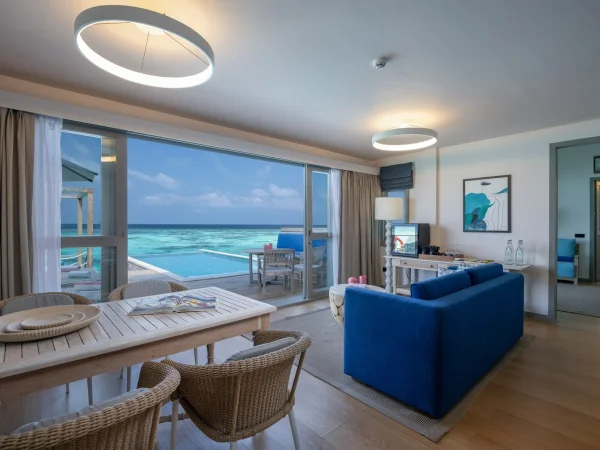 Two Bedroom Lagoon Pool Villa with Slide - Living area - Cora Cora Resort Maldives