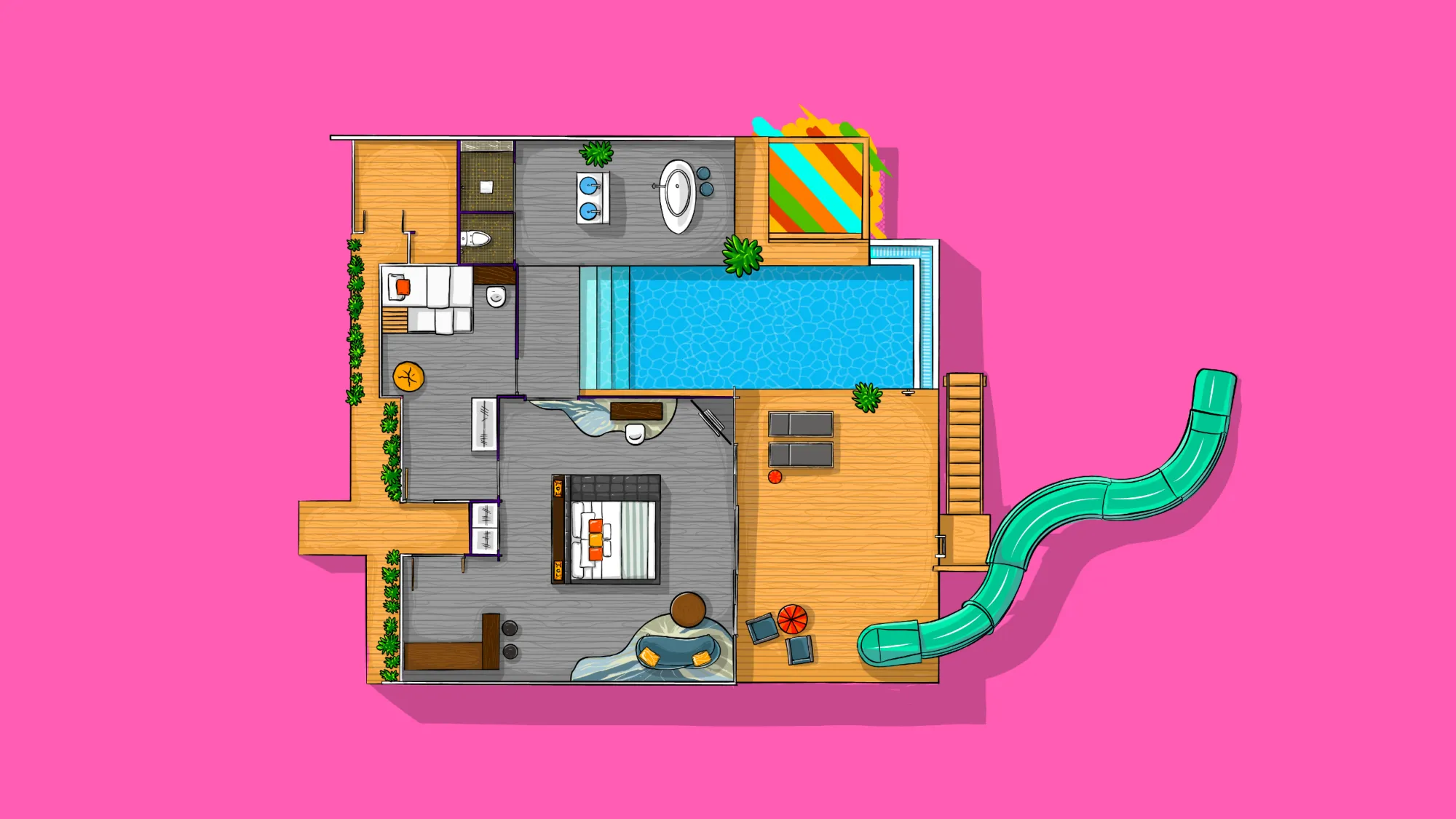 Family Odi Water Villa with Private Pool Floor Plan
