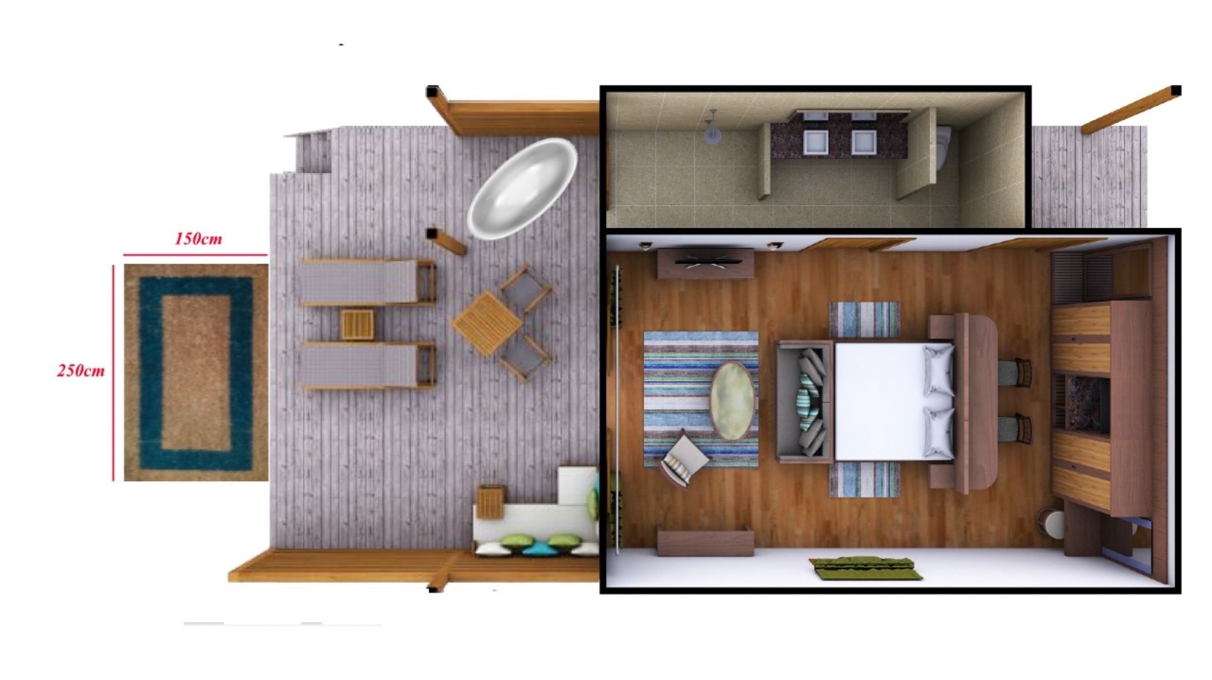 Romentic Ocean Pool Villa Floor Plan 