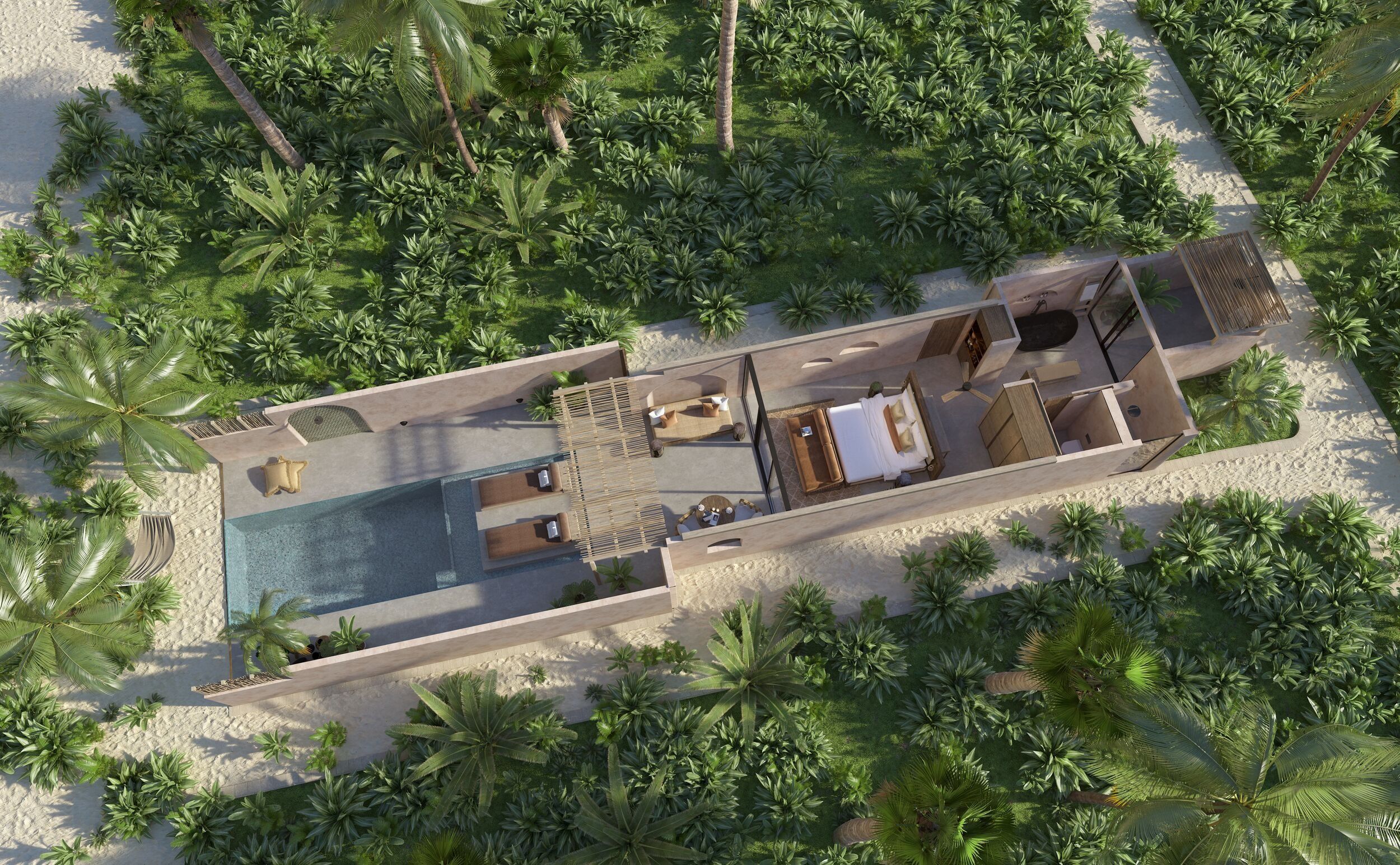 Beach Pool Villa - Floor Plan- Villa Haven Maldives