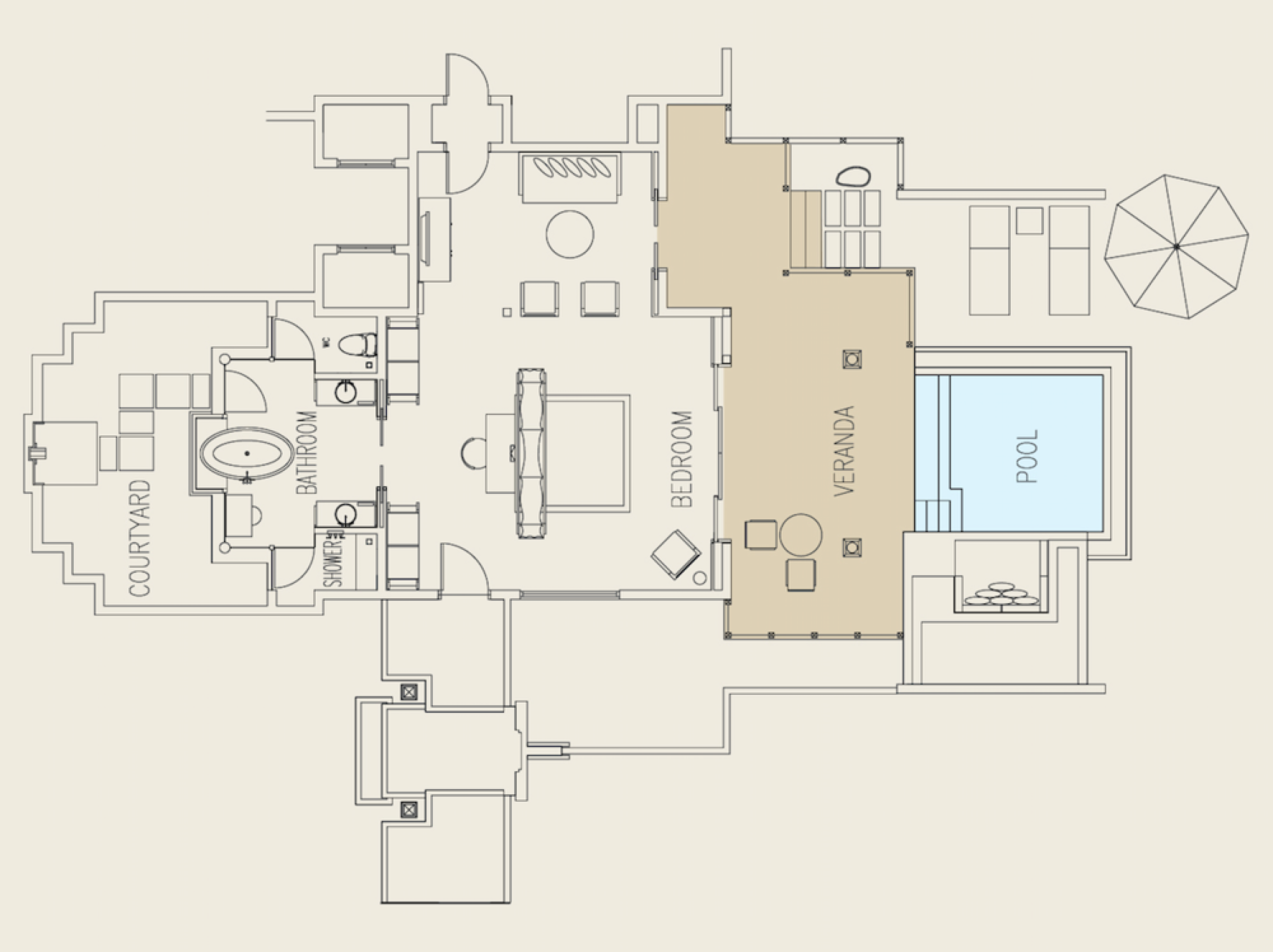 Ayada Maldives - Two bedroom Beach Family Suite with Pool - Floor Plan