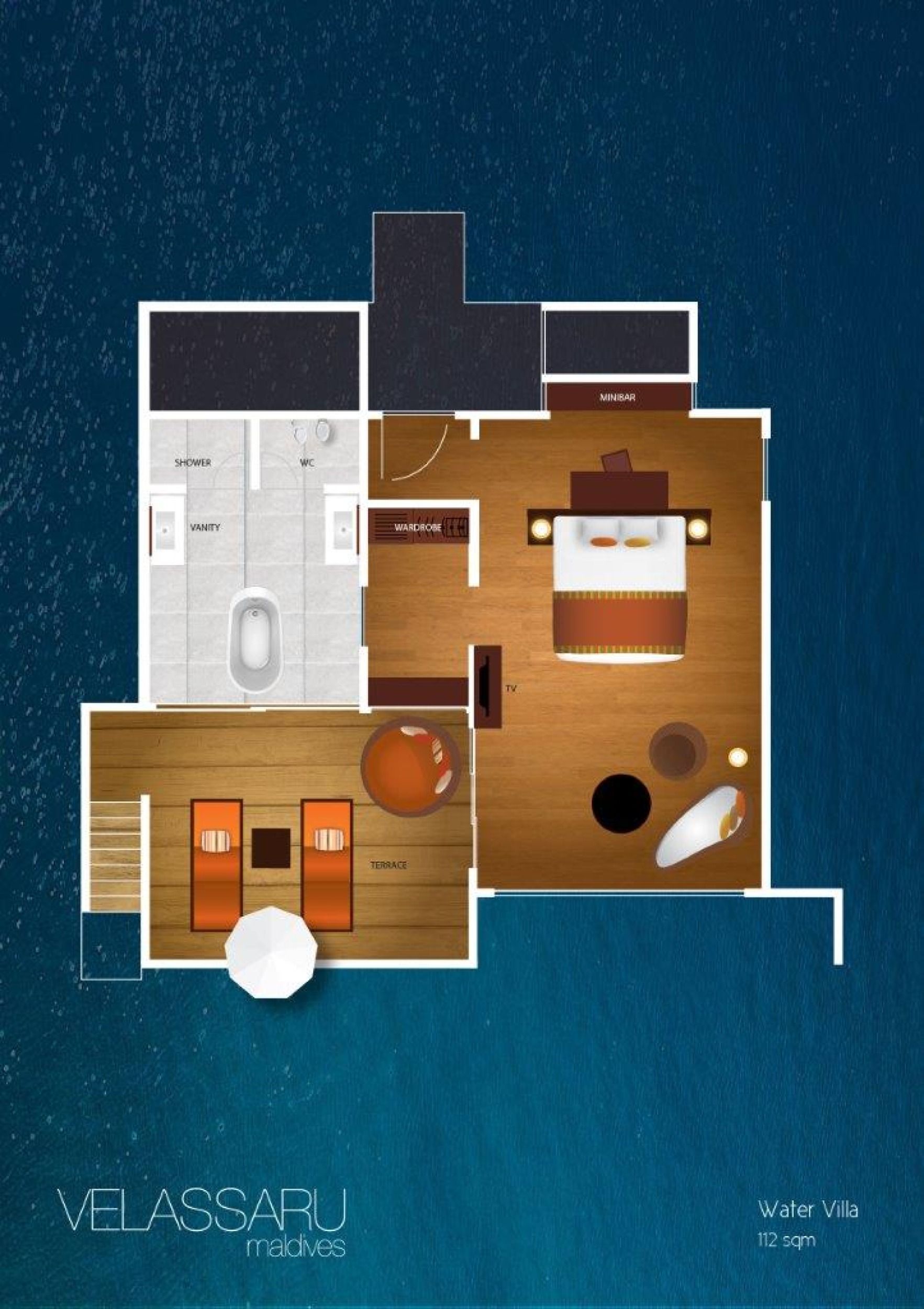 Velassaru Maldives - Water Villa - Floor Plan