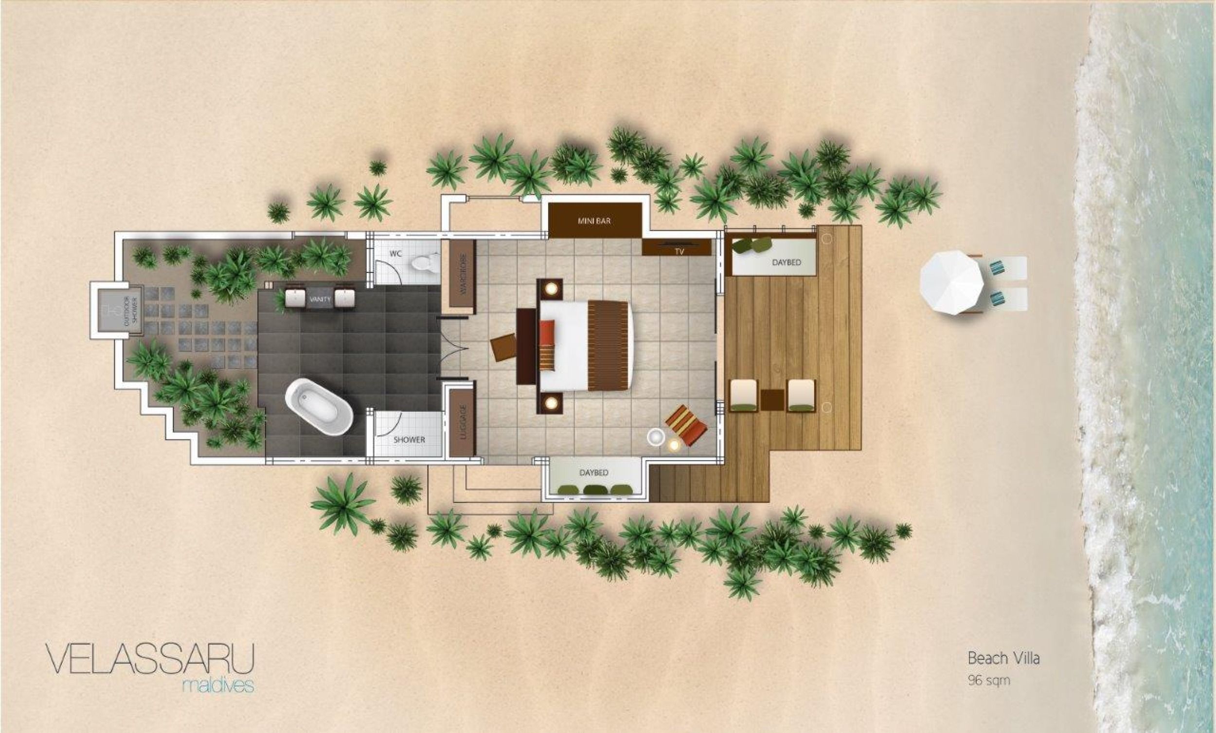 Velassaru Maldives - Beach Villa - Floor Plan