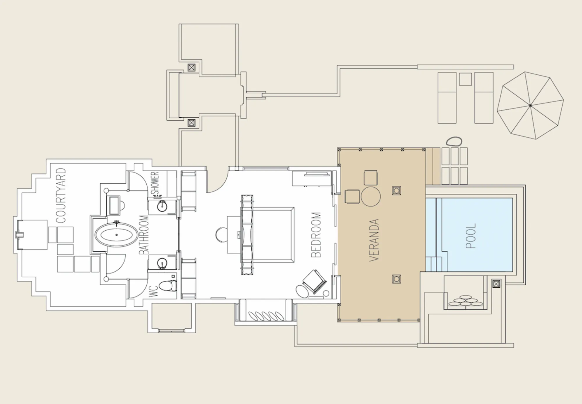 Ayada Maldives - Beac Villa with Pool - Floor Plan