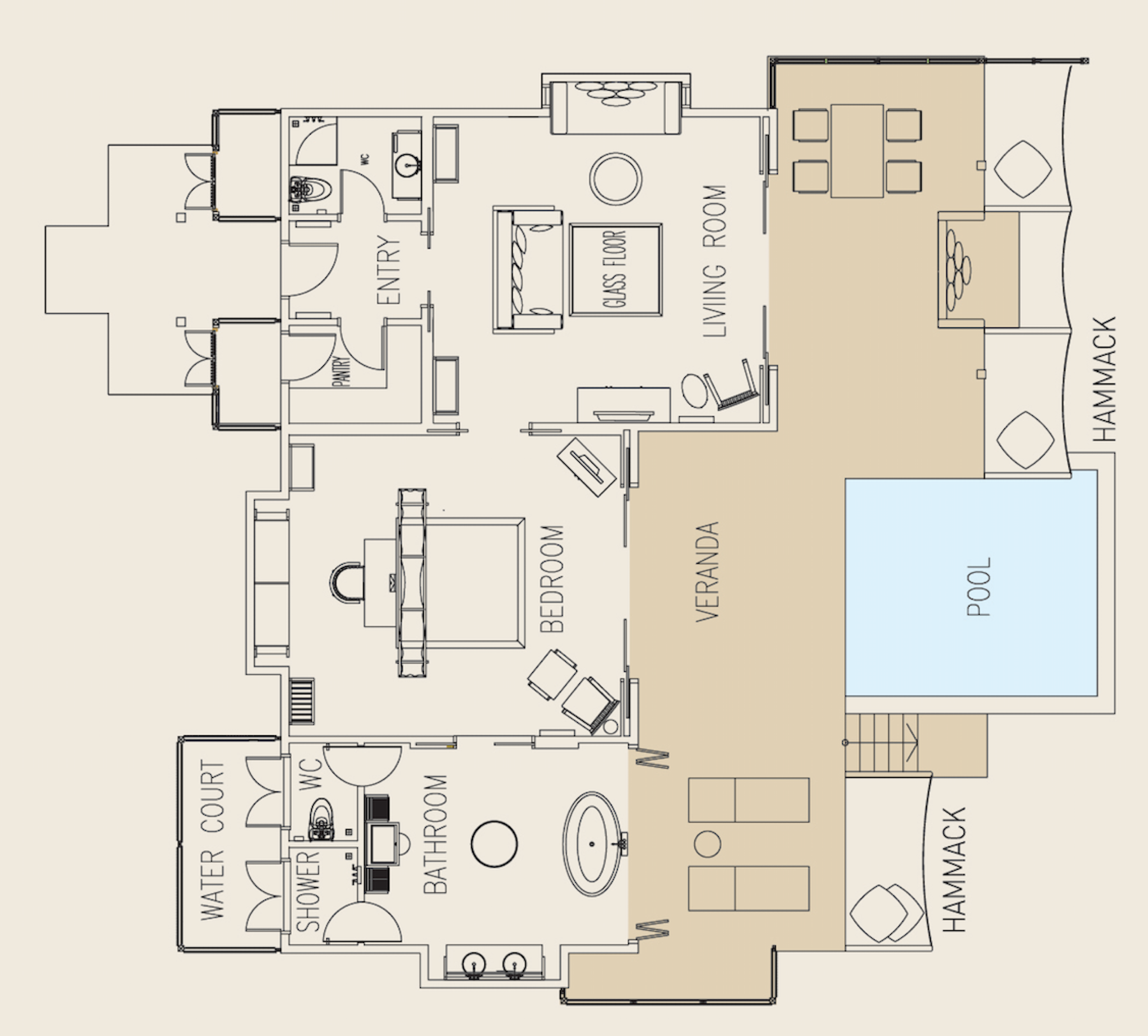 Ayada Maldives - Sunset Ocean Suite with Pool - Floor Plan