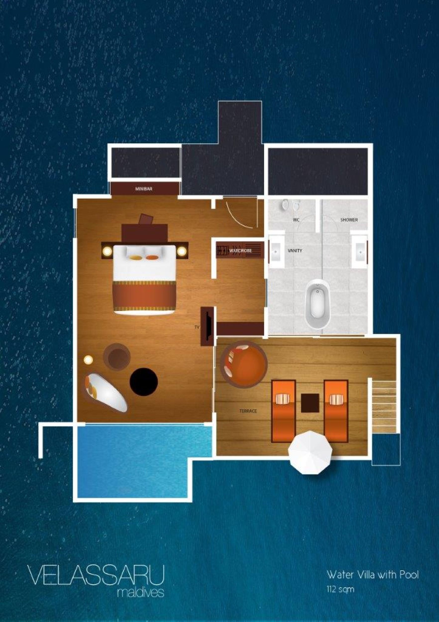 Velassaru Maldives - Water Villa with Pool - Floor Plan