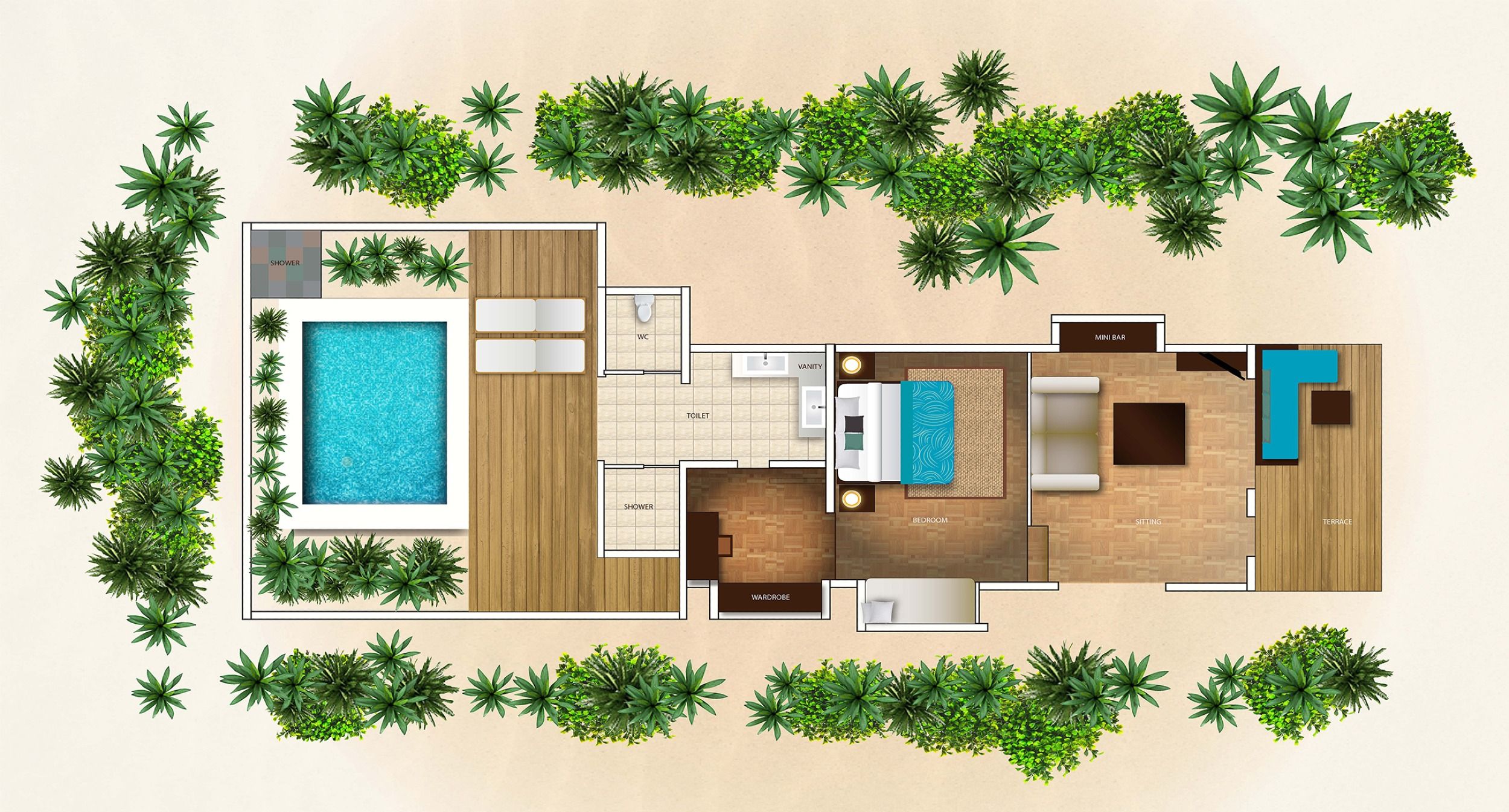 Velassaru Maldives - Deluxe Villa with Pool - Floor Plan