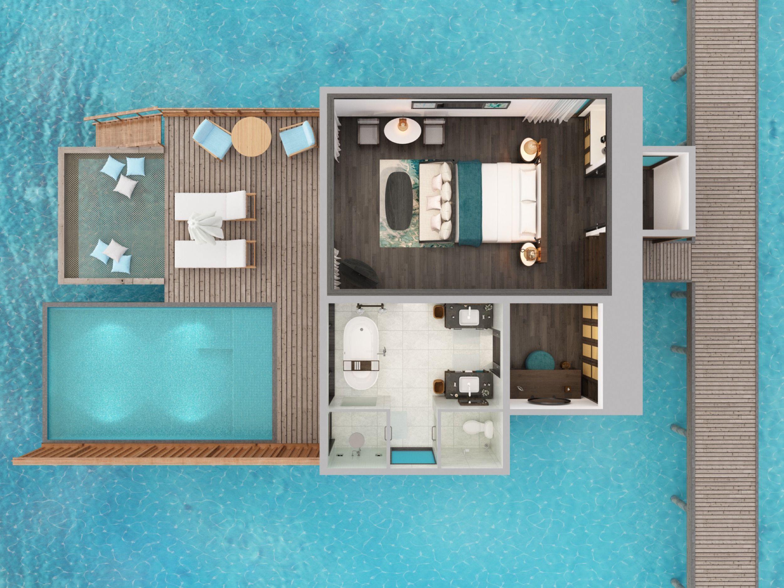 Anantara Veli - Deluxe Over Water Pool Villa - Floor Plan