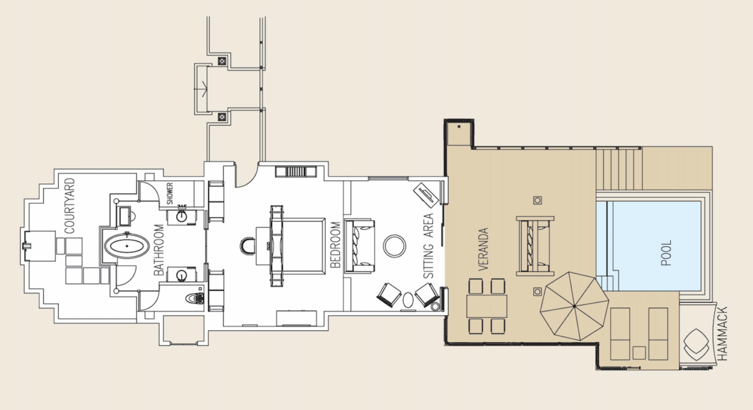 Ayada Maldives - Sunset Family Lagoon Suite with Pool (1 bedroom) - Floor Plan