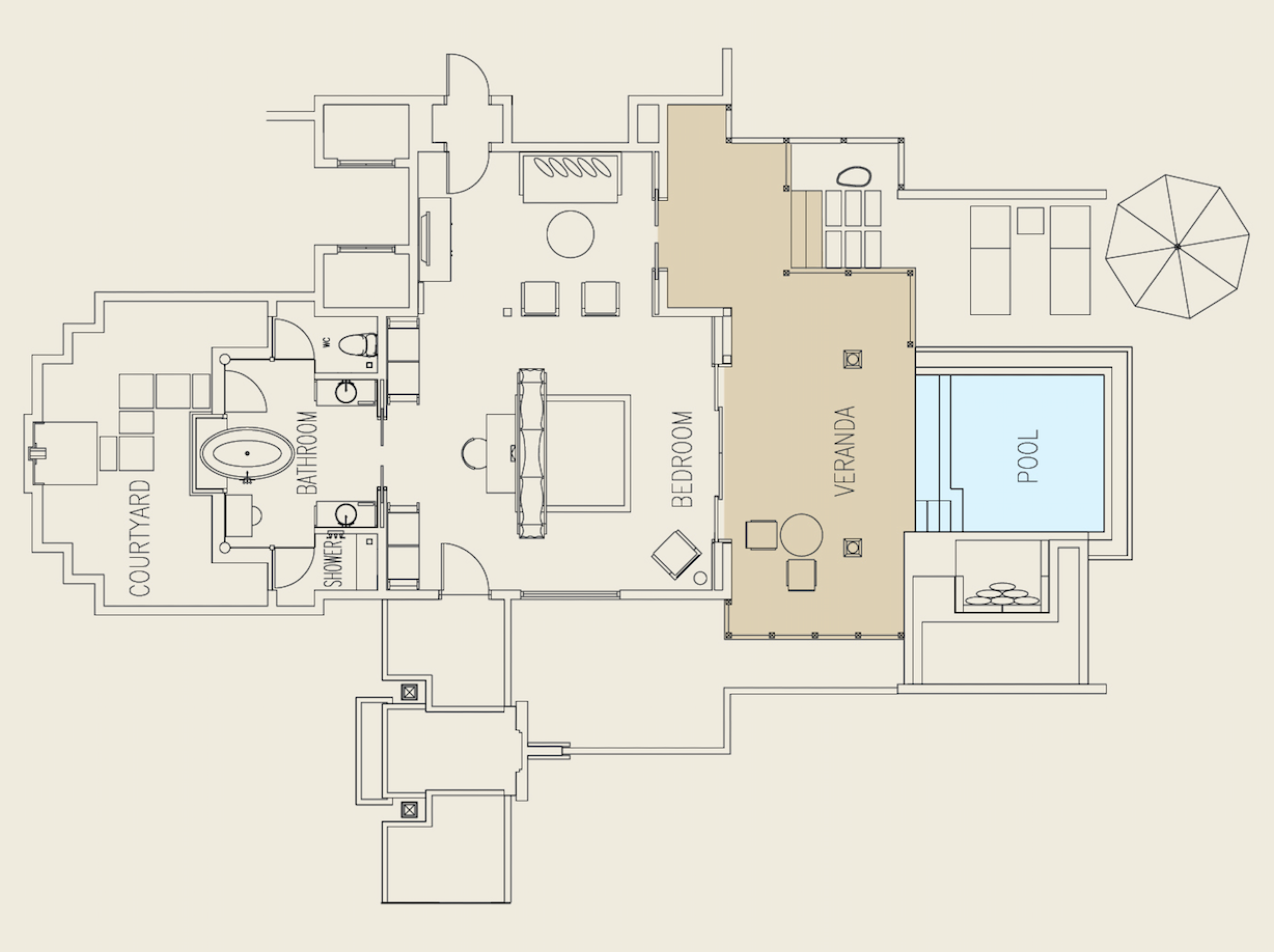 Ayada Maldives - Sunset Beach Suite with Pool - Floor Plan