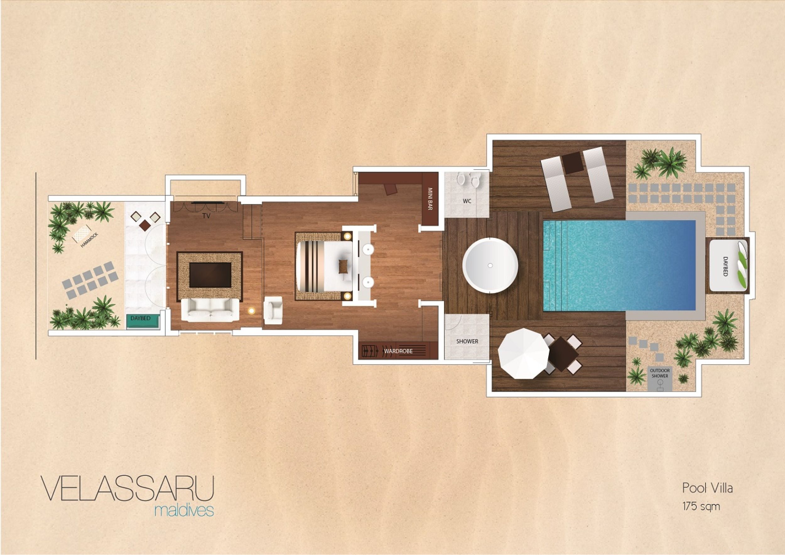 Velassaru Maldives - Pool Villa - Floor Plan