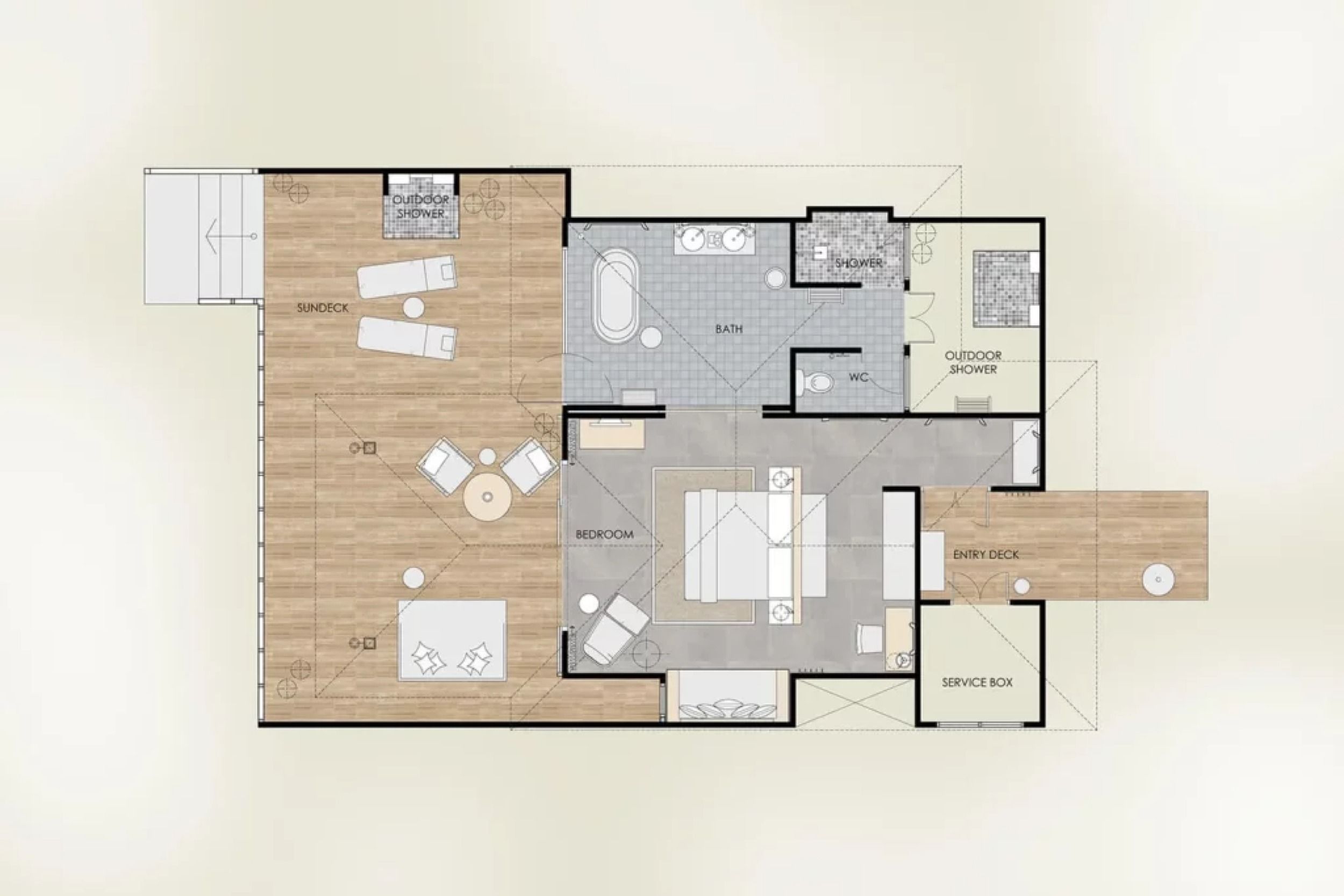 Finolhu Baa Atoll - Lagoon Villa - Floor Plan