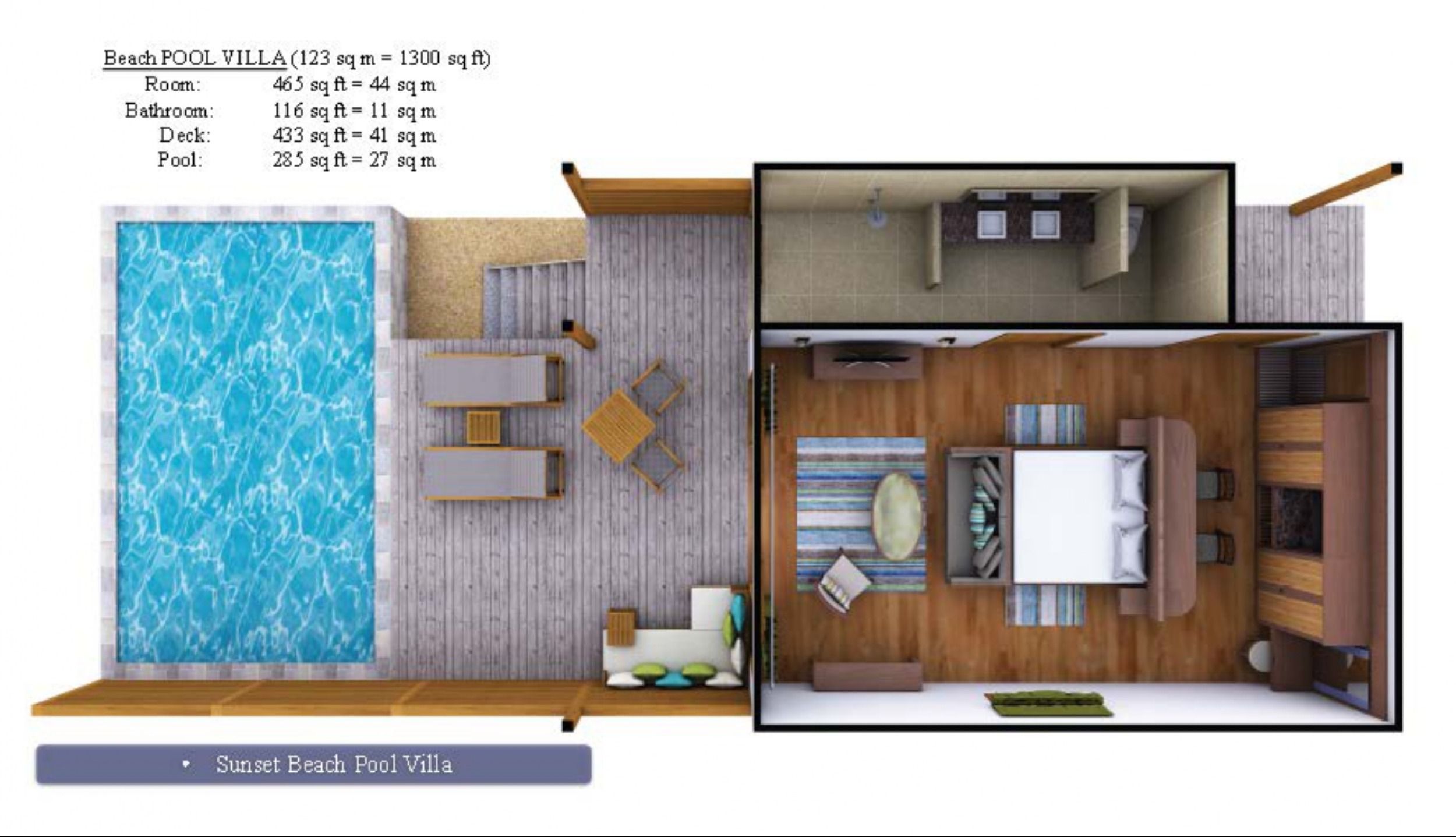 Hurawalhi Island Resort - Beach Pool Villa - Floor Plan