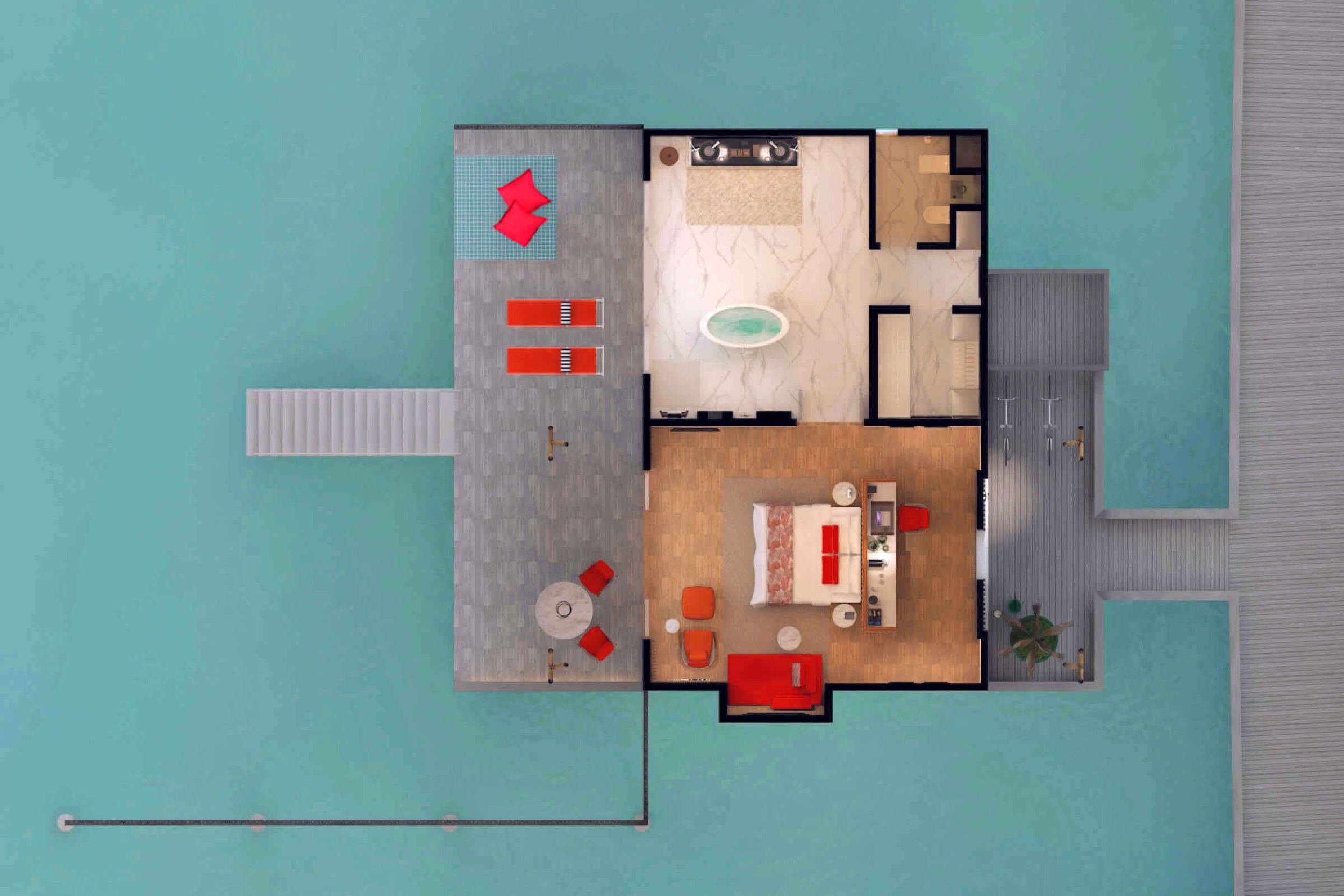 Emerald Maldives Resort - Water Villa - Floor Plan