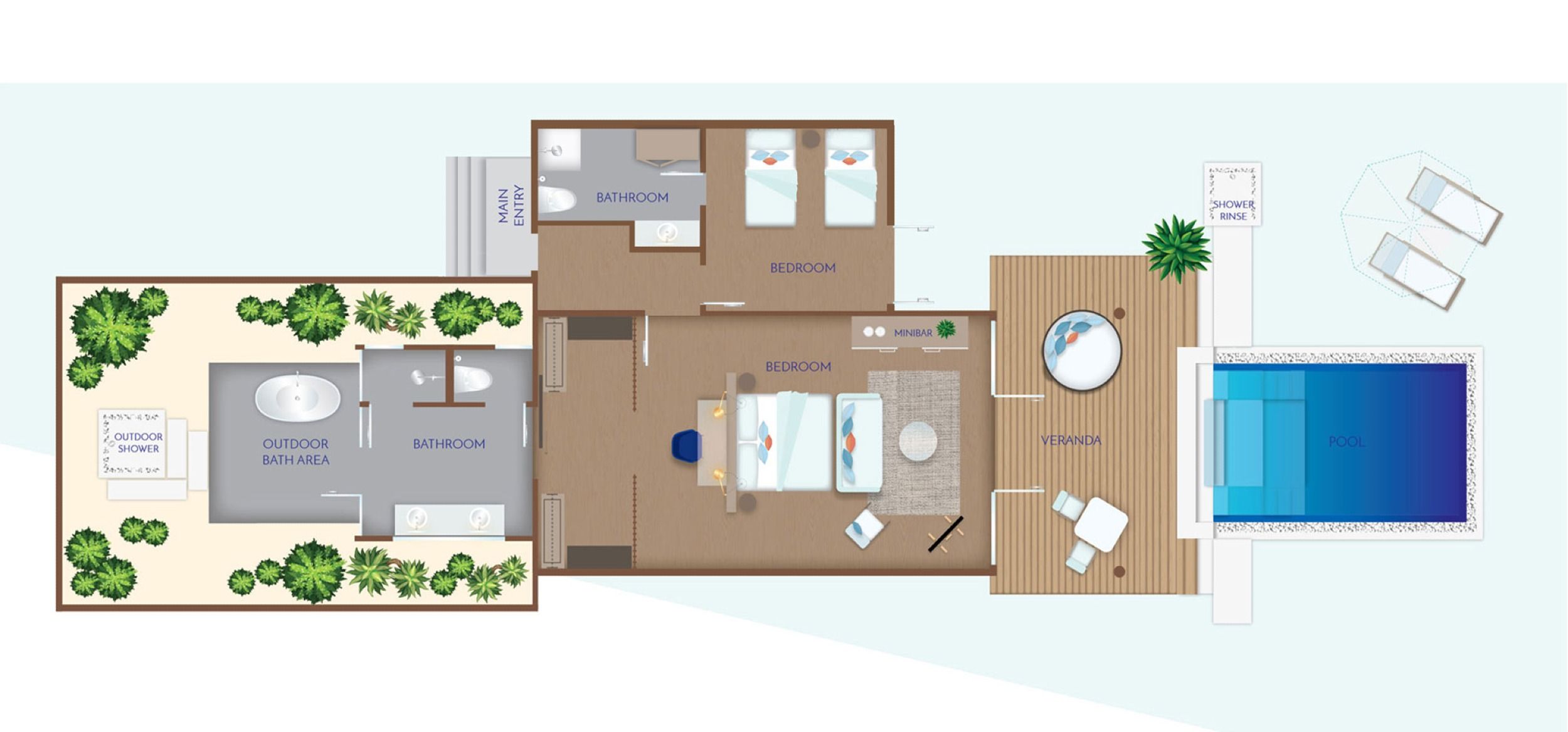 Emerald Faarufushi Maldives - Family Beach Villas with Pool - Floor Plan