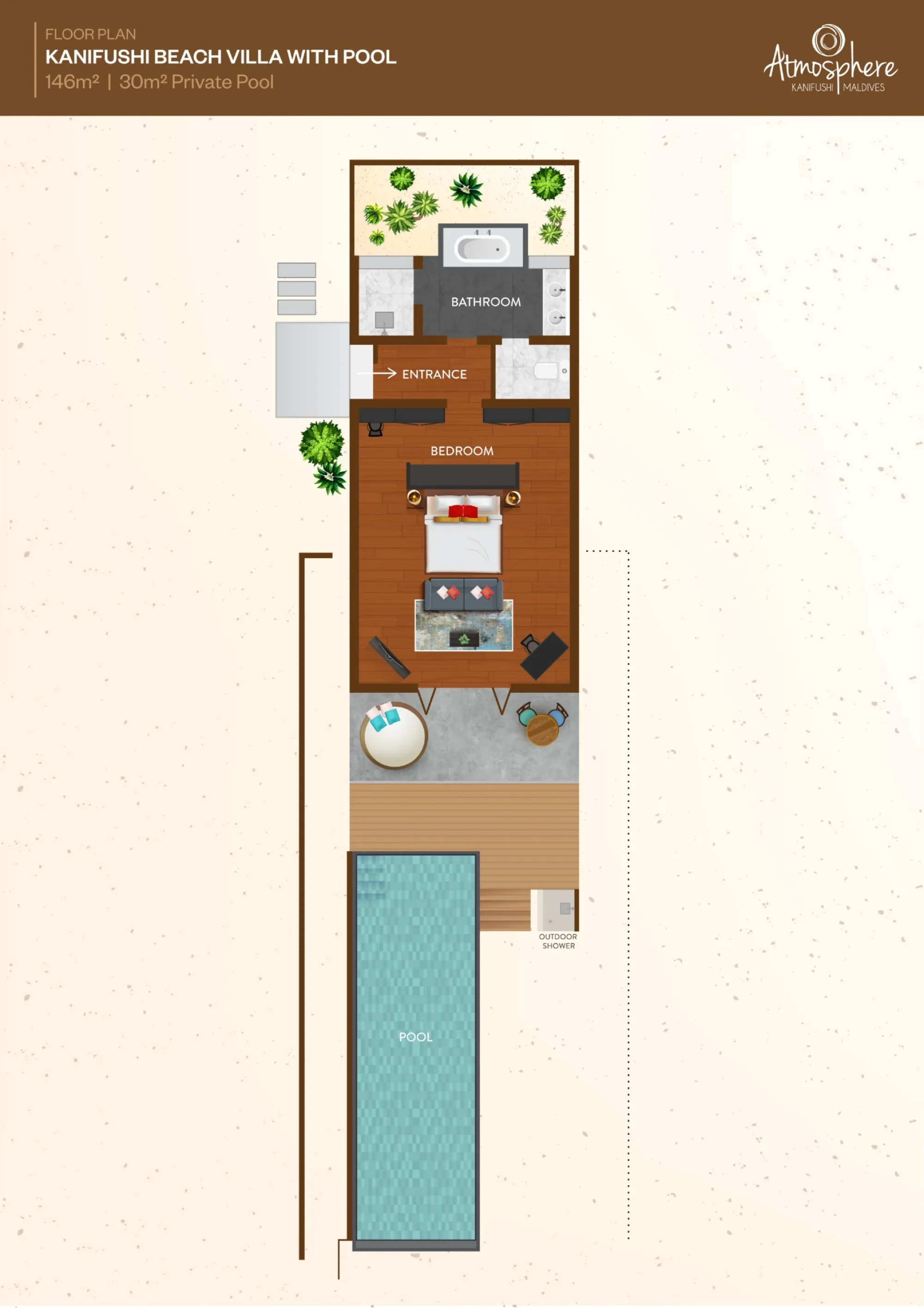 Atmosphere Kanifushi Maldives - Kanifushi Beach Villa with Pool - Floor Plan 