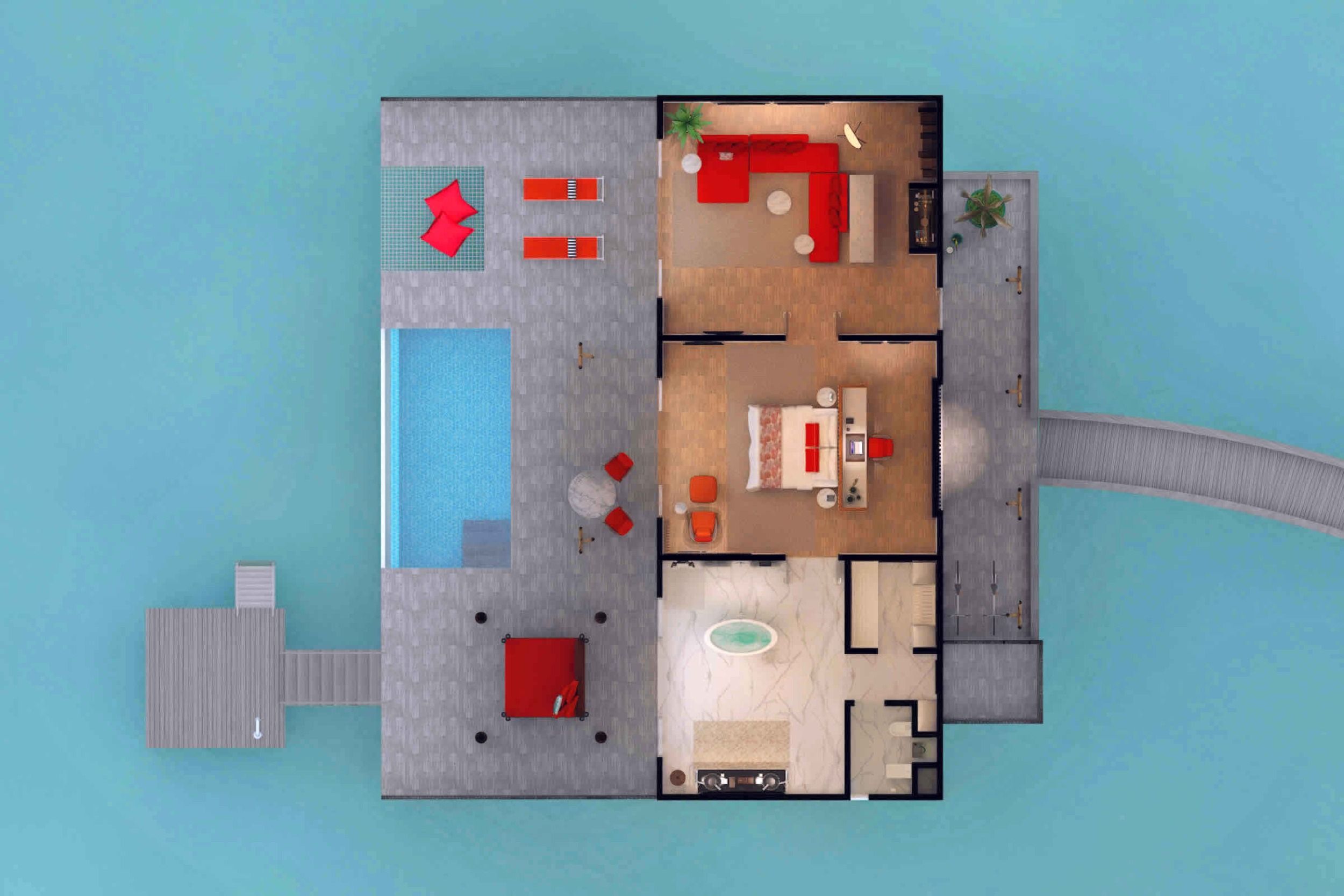 Emerald Maldives Resort - Superior Water Villa with Pool - Floor Plan