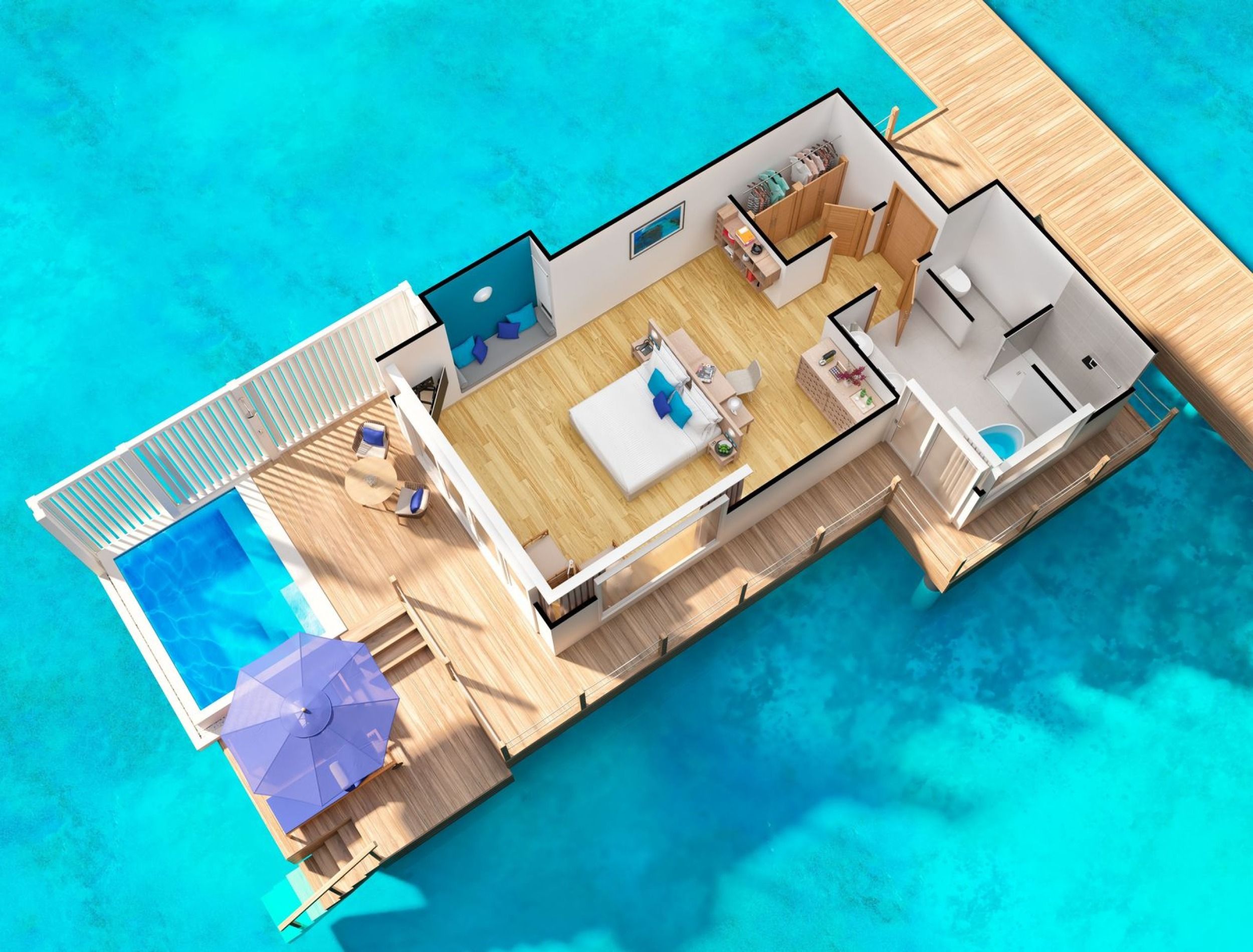 Baglioni Maldives - Water Villa with Pool - Floor Plan